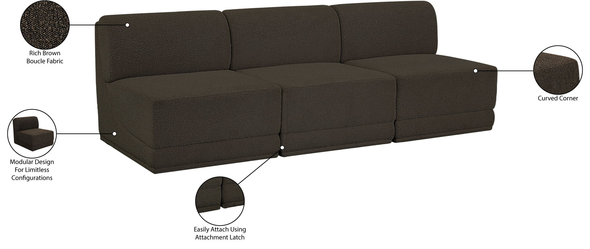 Ollie - 3 Seat Armless Modular Sofa