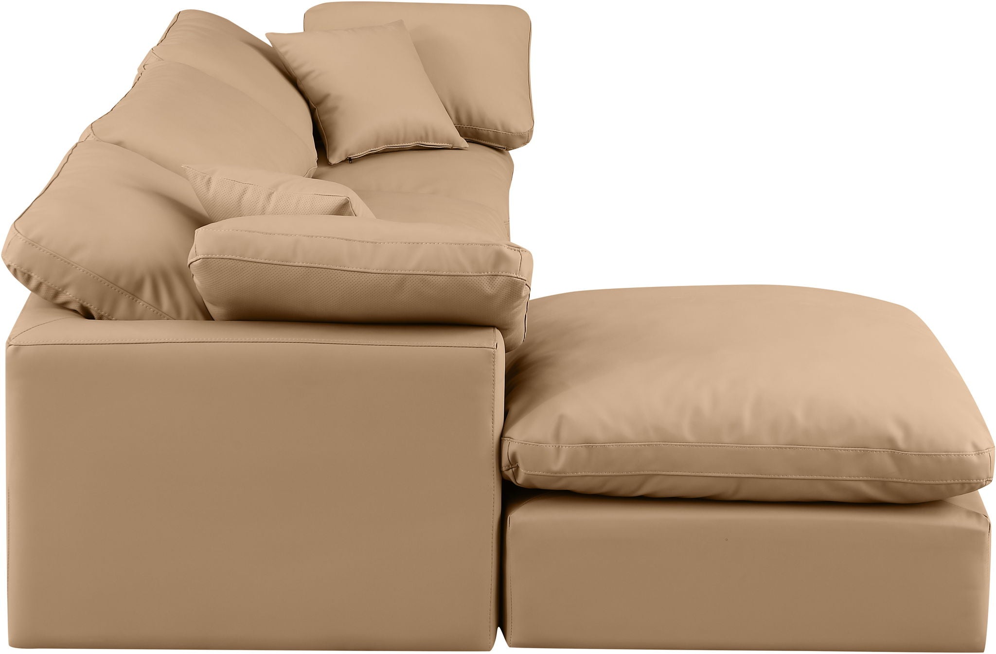 Indulge - Faux Leather 4 Piece Modular Sectional With Chaise - Tan