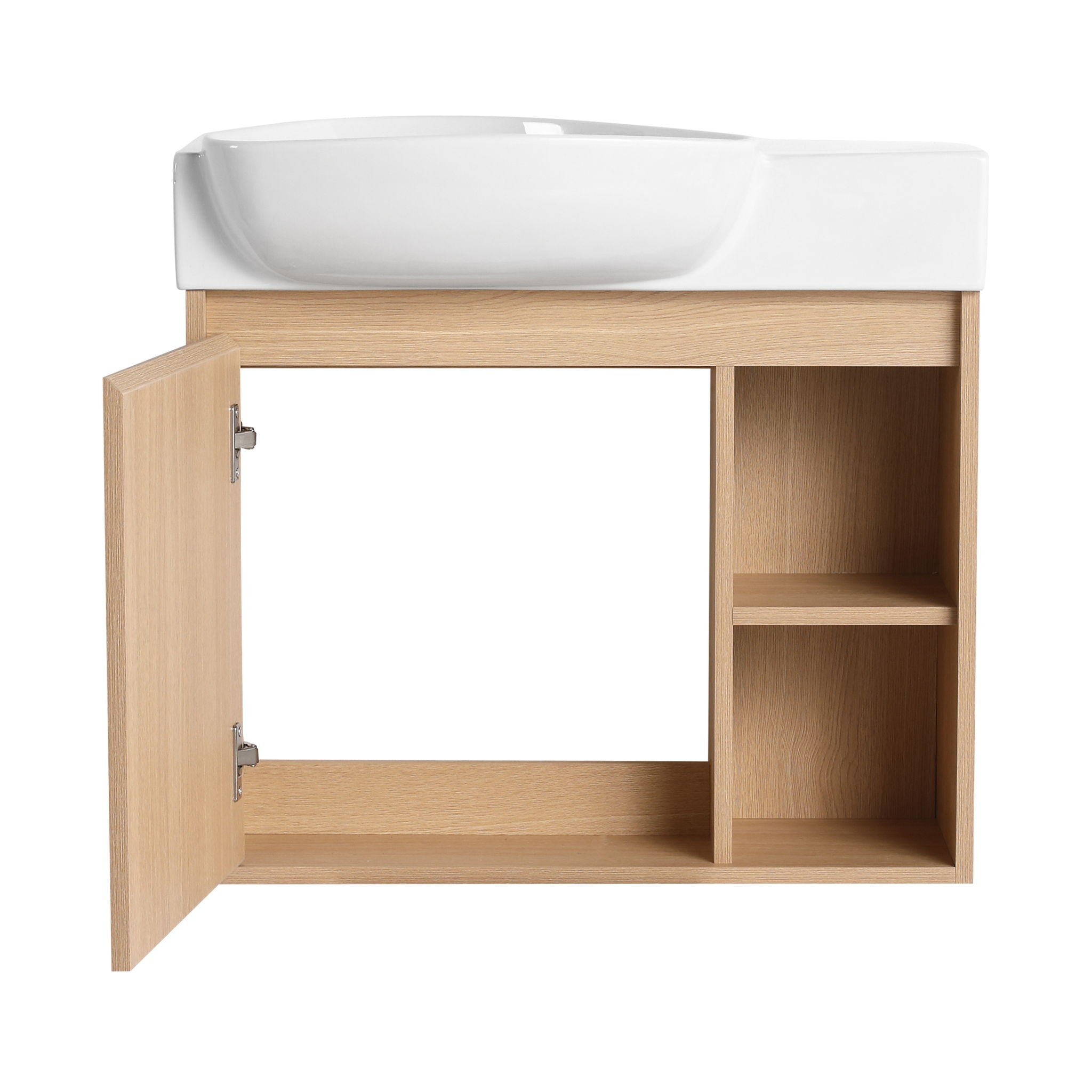 26" Wall Mounted Bathroom Vanity With Sink & Soft Close Door - Oak