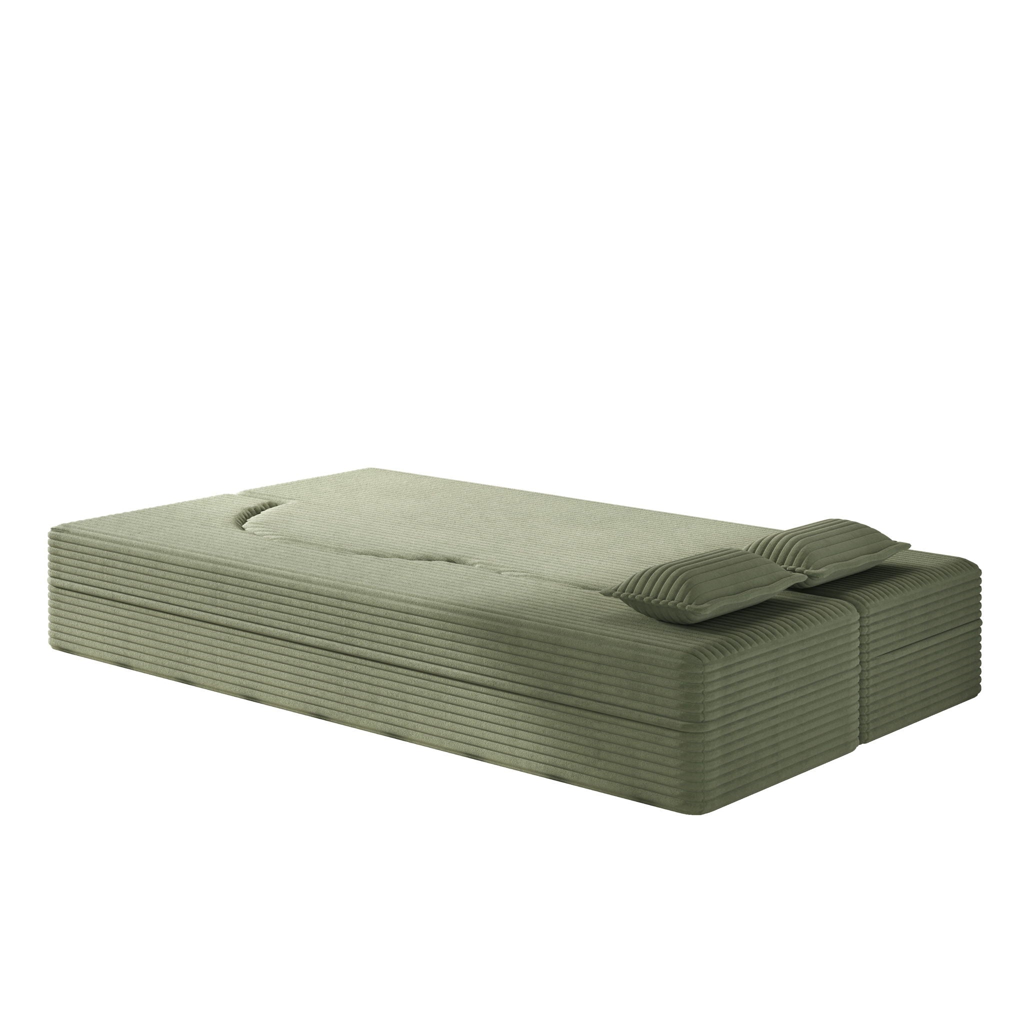 Modern Floor Sofa With 2 Pillows, Convertible Twin Size Folding Mattress For Living Room