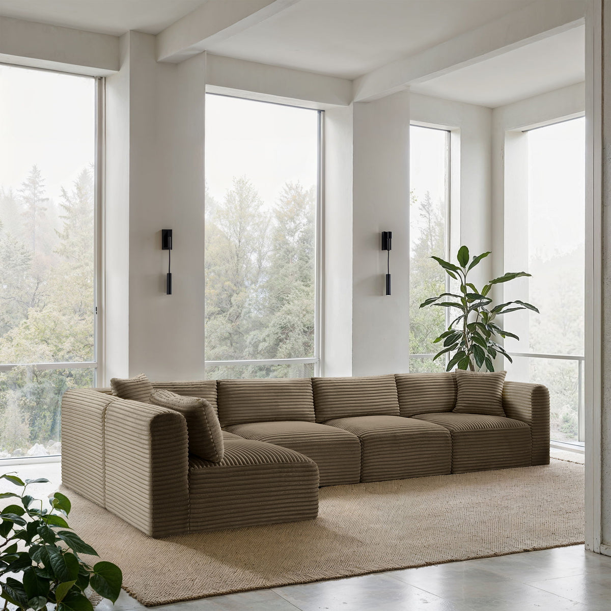 Shaggy - Fabric 5 Piece Modular Sectional