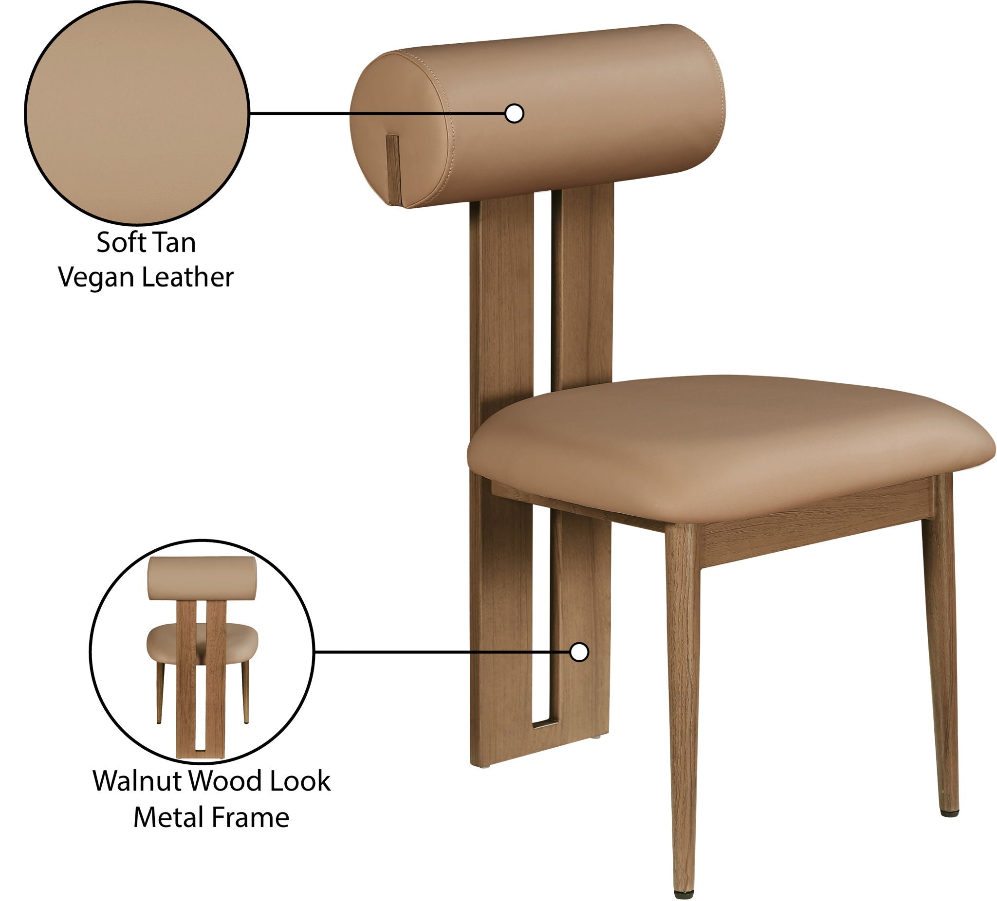 Dario - Faux Leather Dining Chair With Brown Frame (Set of 2)