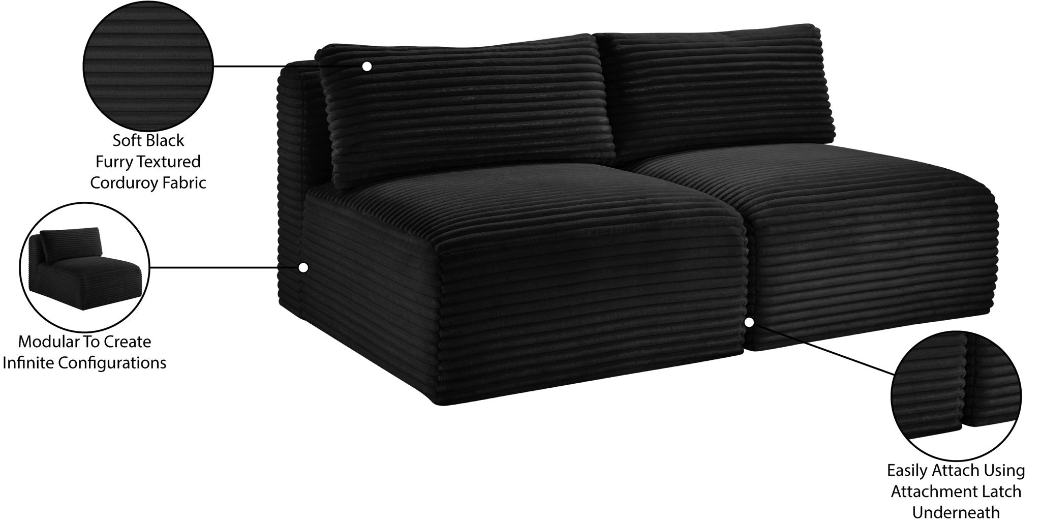 Shaggy - 2 Seat Modular Armless Sofa