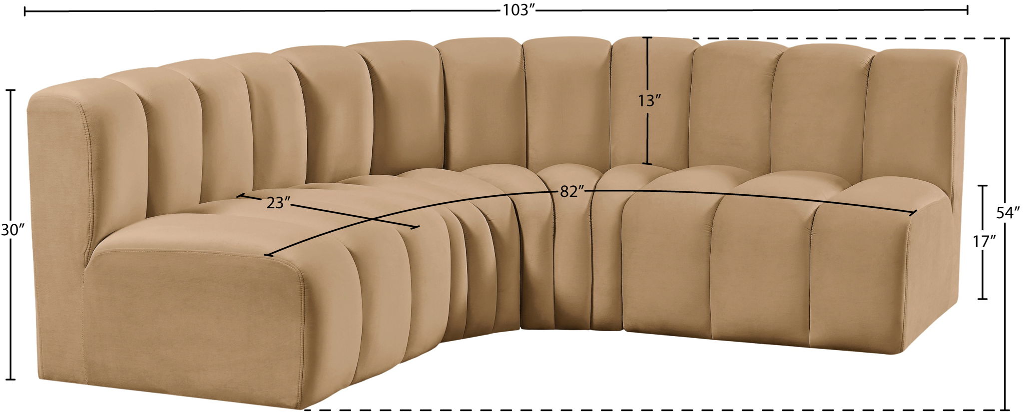 Arc - Velvet 4 Piece Corner Modular Sofa