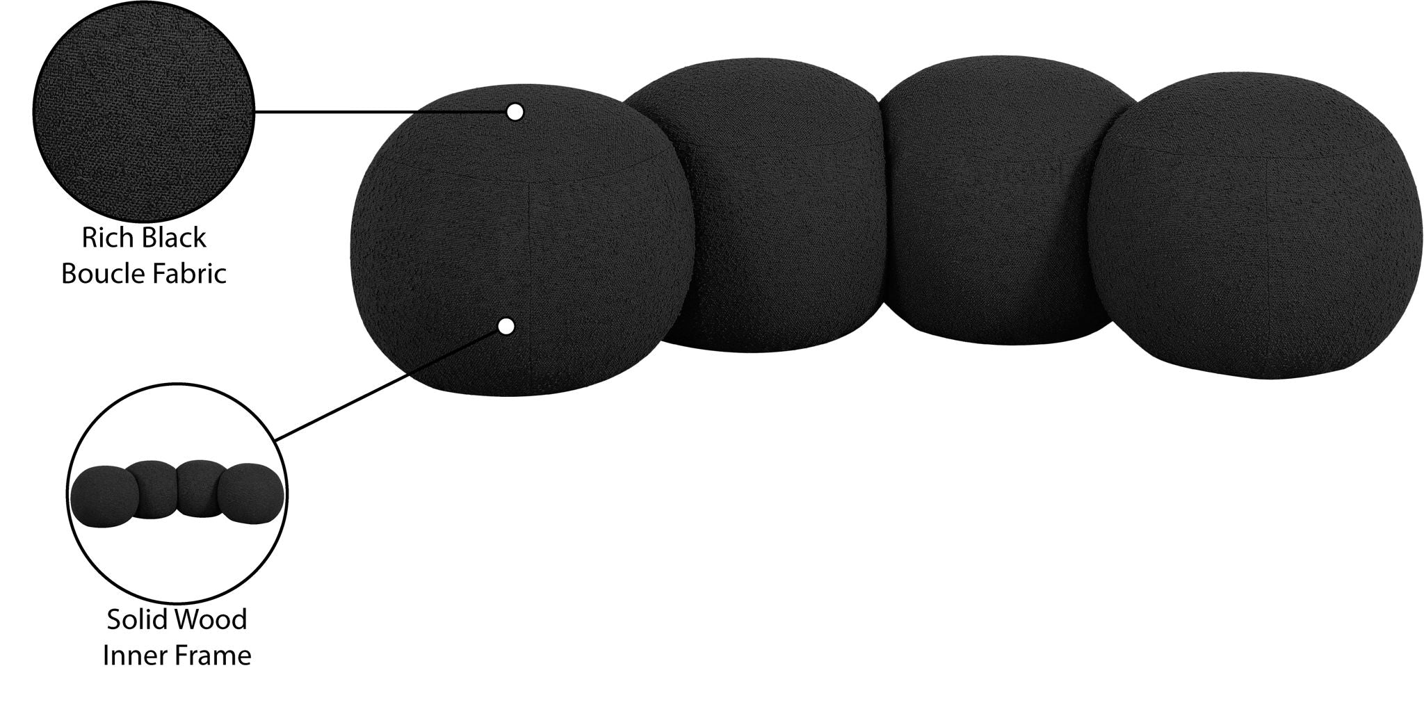 Apollo - Boucle Fabric Bench