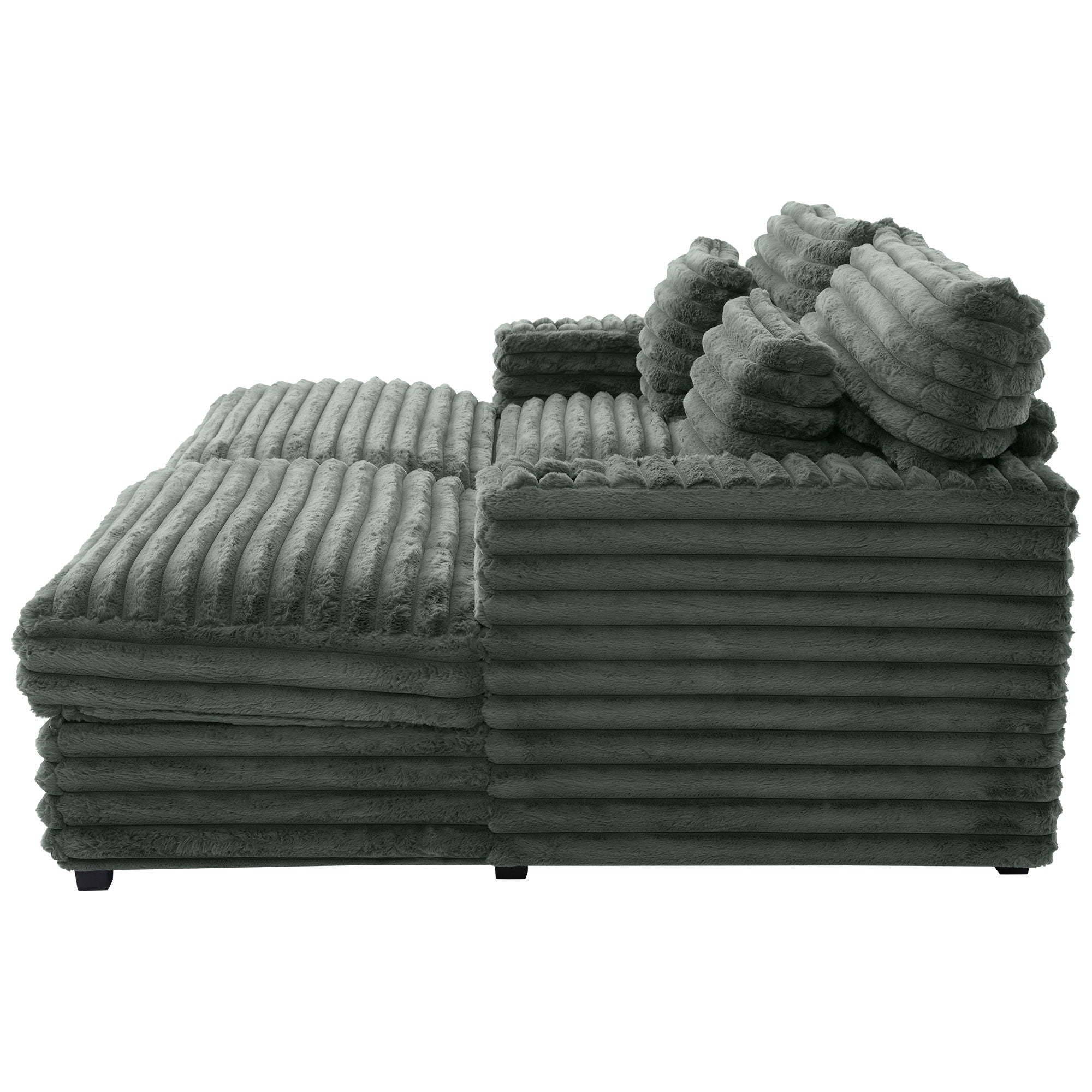 Oversized Double Chaise Lounge Sofa Bed With USB Ports And Cup Holders