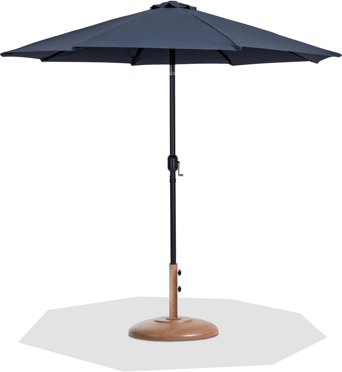 Fiji - Aluminum Patio Umbrella With Round Teak And Black Base