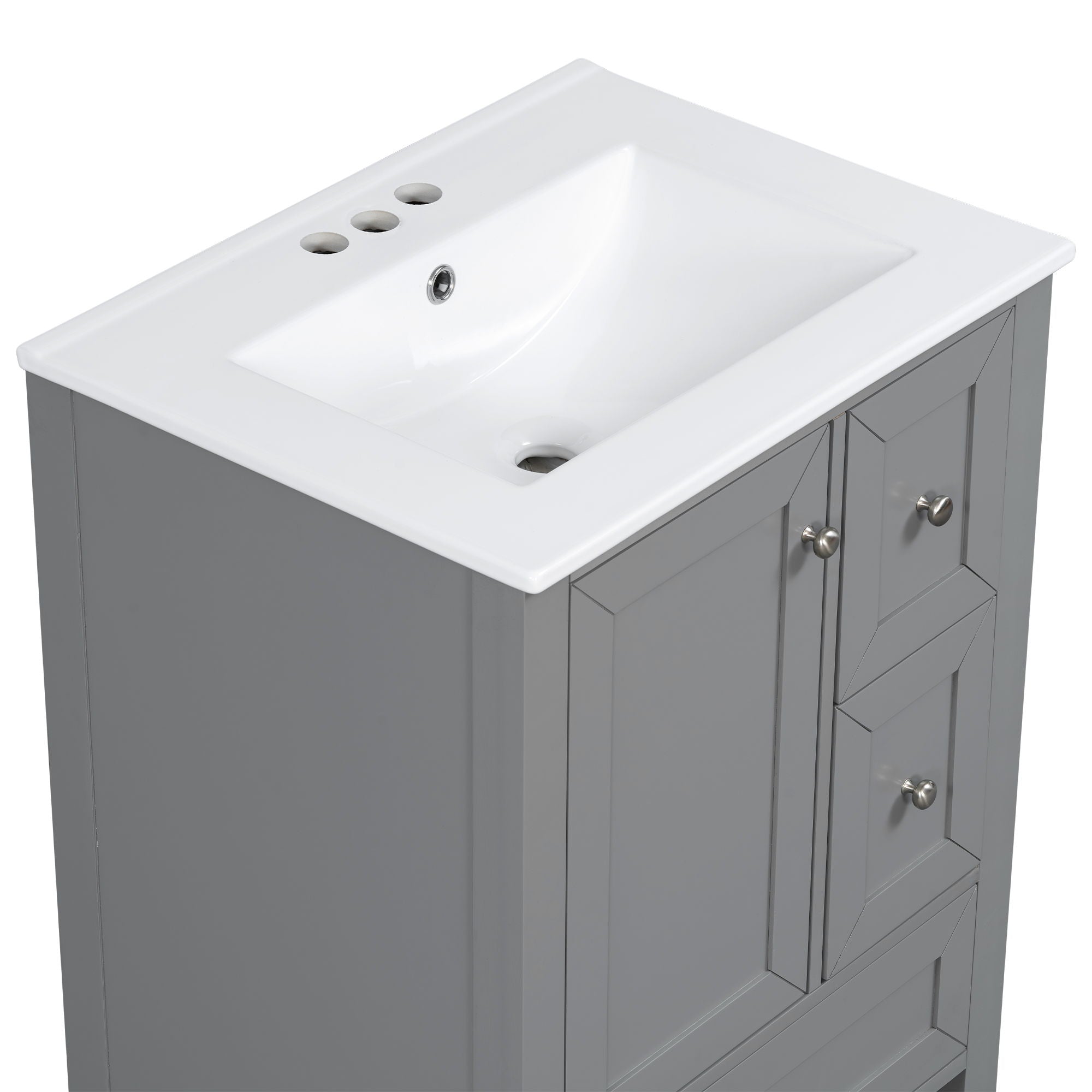 Modern Bathroom Vanity With Sink, Freestanding Cabinet With Drawers And Shelves