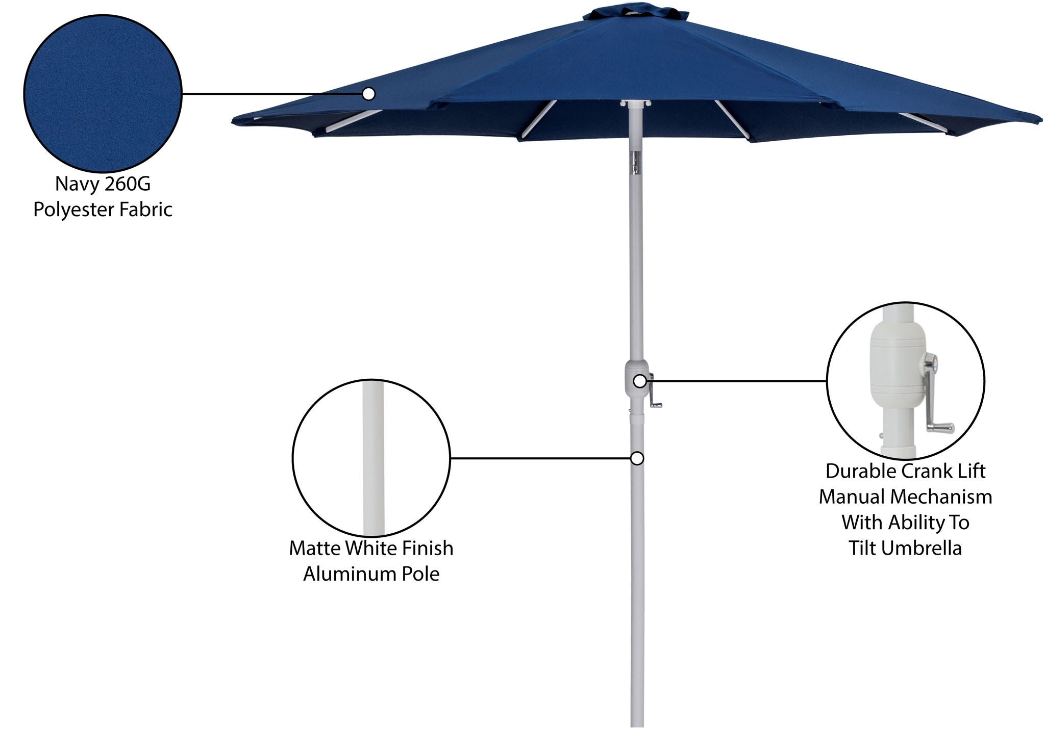 Fiji - Patio Umbrella With White Pole