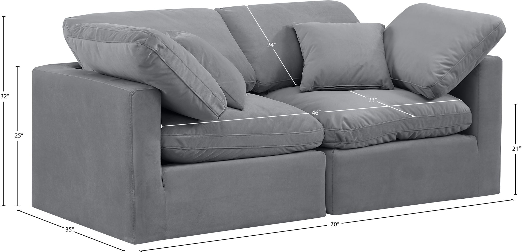 Indulge - Velvet 2 Seat Modular Sofa