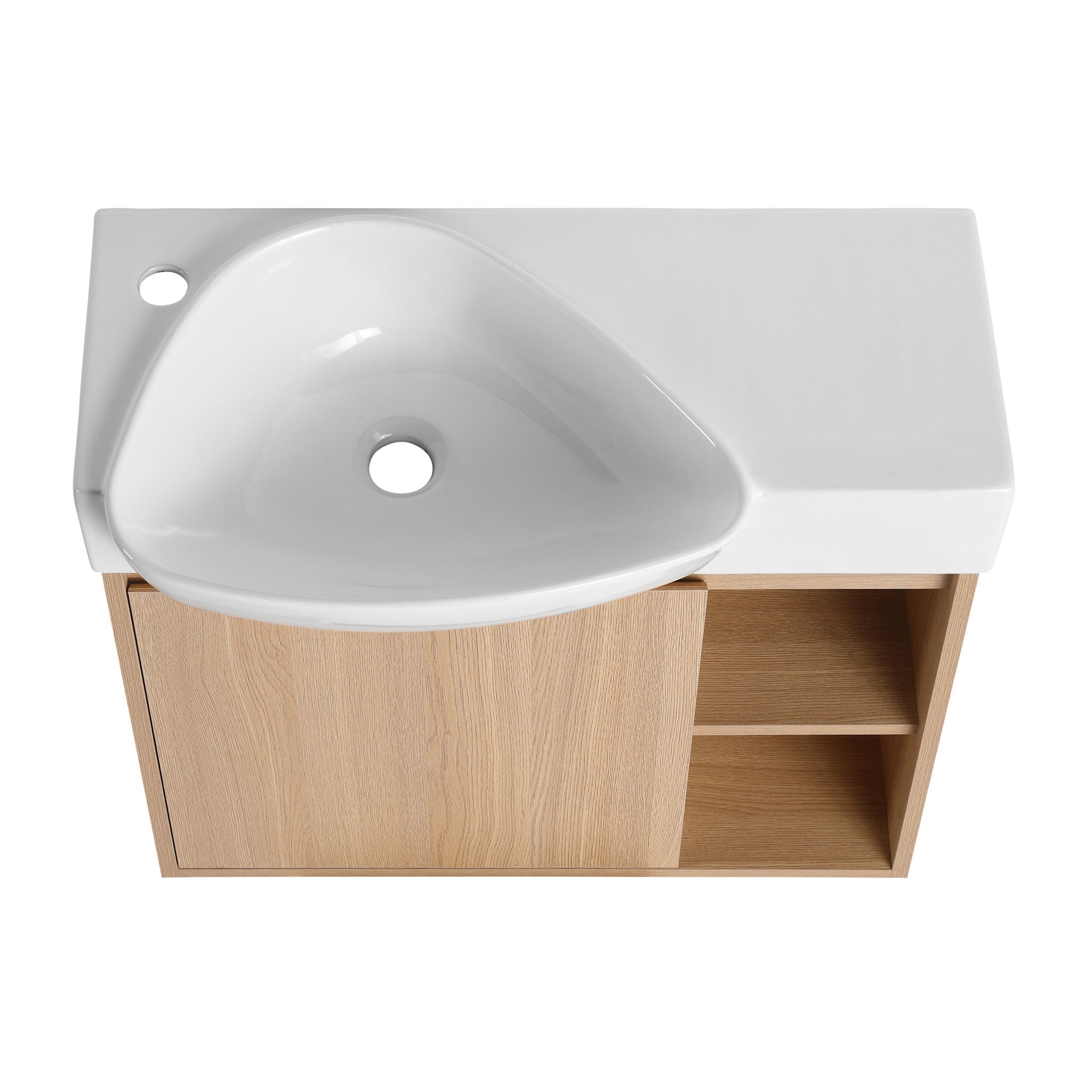 26" Wall Mounted Bathroom Vanity With Sink & Soft Close Door - Oak
