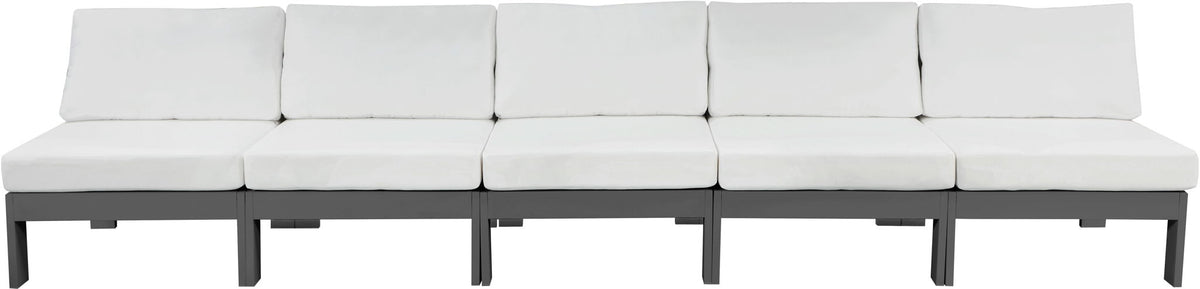 Nizuc - Outdoor Patio 5 Seat Modular Armless Sofa With Gray Frame