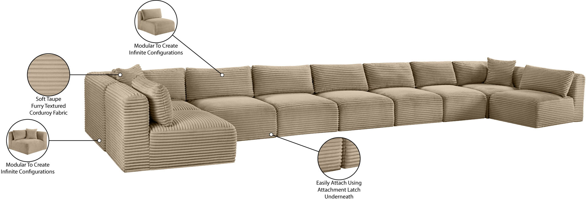 Shaggy - Fabric 9 Piece Modular Sectional