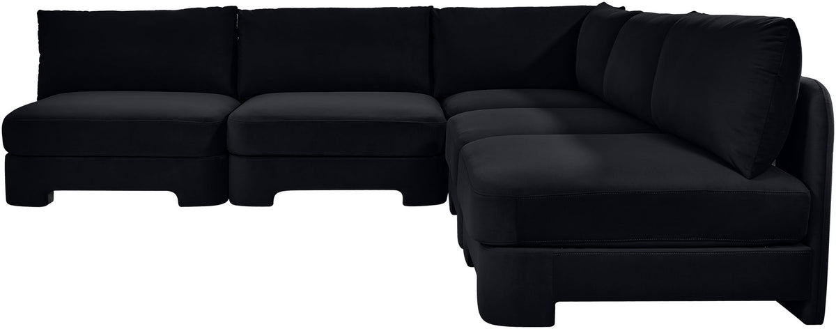 Hammond - Velvet Performance Fabric Upholstered 5 Piece Armless Sectional