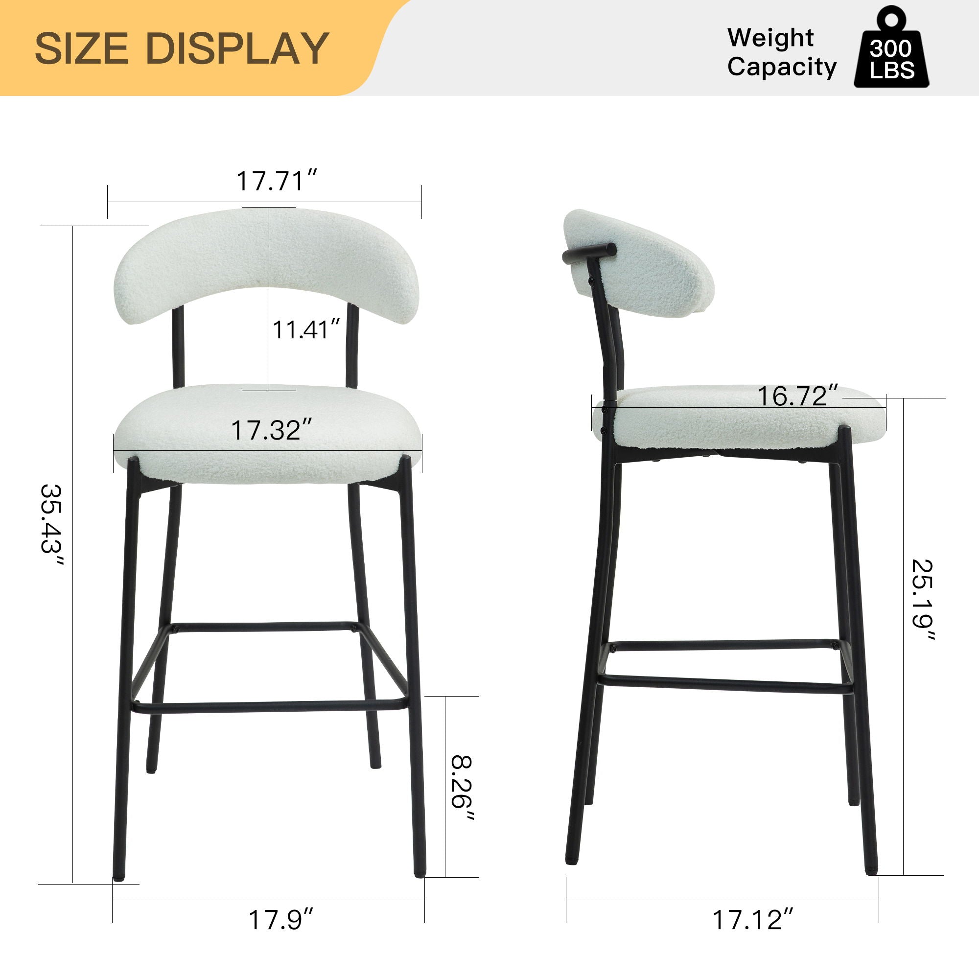 Counter Height Bar Stools With Powder Coating Base And Footrest