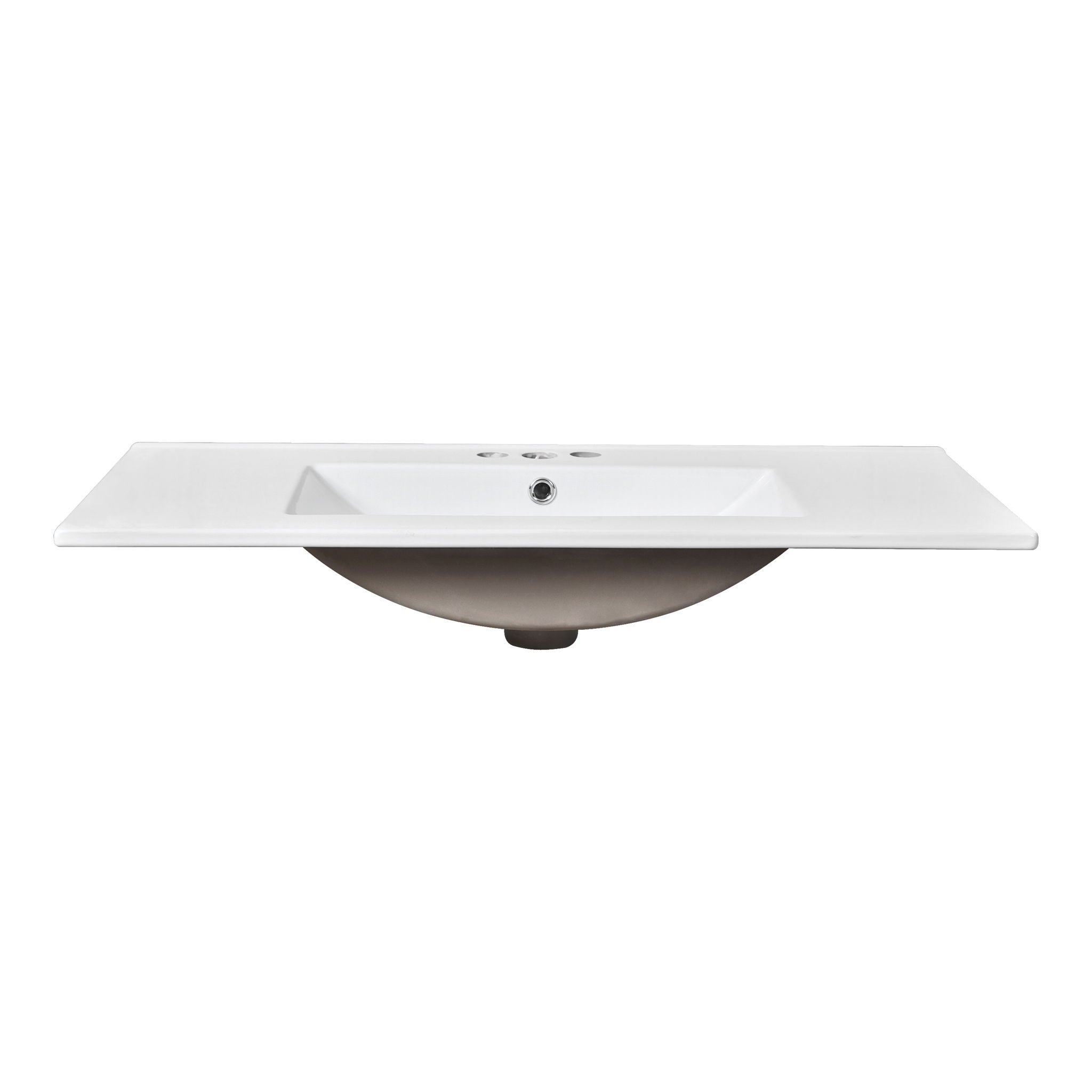Single Bathroom Basin Sink Vanity Top Only & 3 Faucet Holes - White
