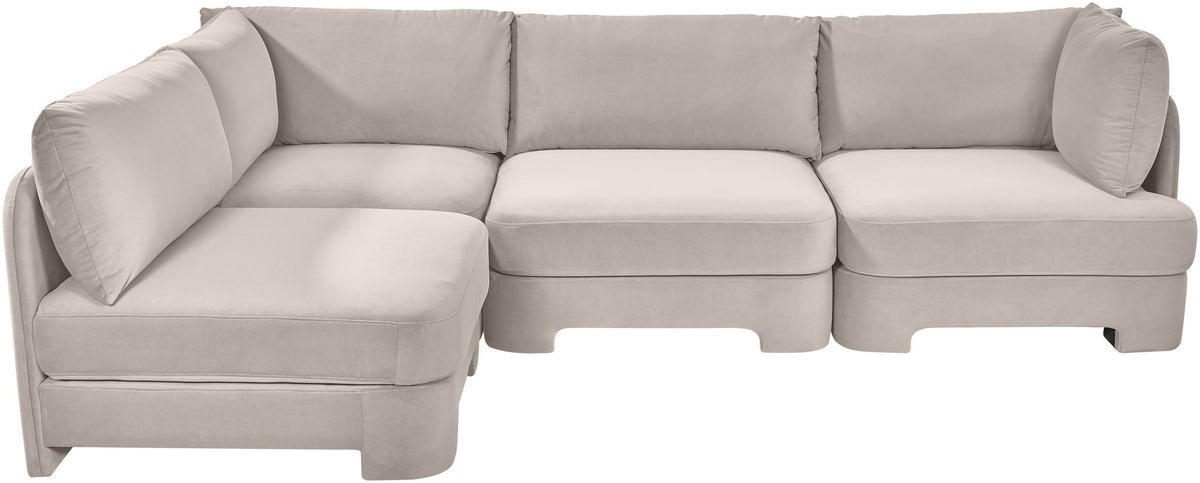 Hammond - Velvet Performance Fabric Upholstered 4 Piece Armless Sectional