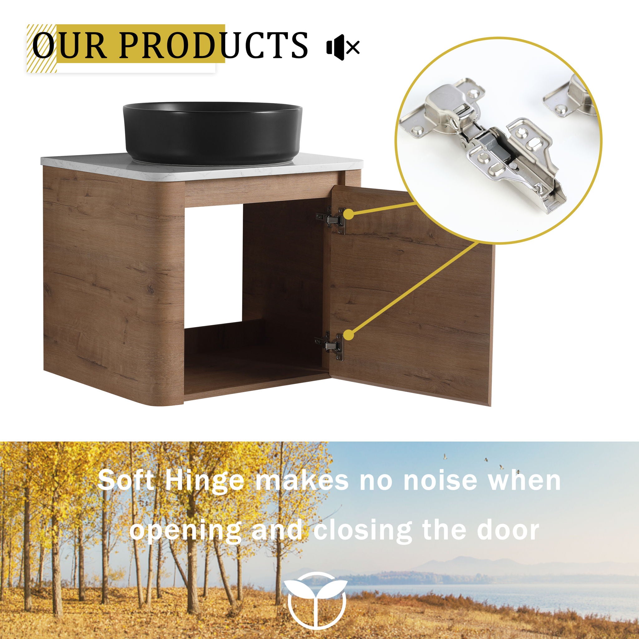 Wall Mounted Bathroom Vanity & Art Sink & 1 Soft Close Door