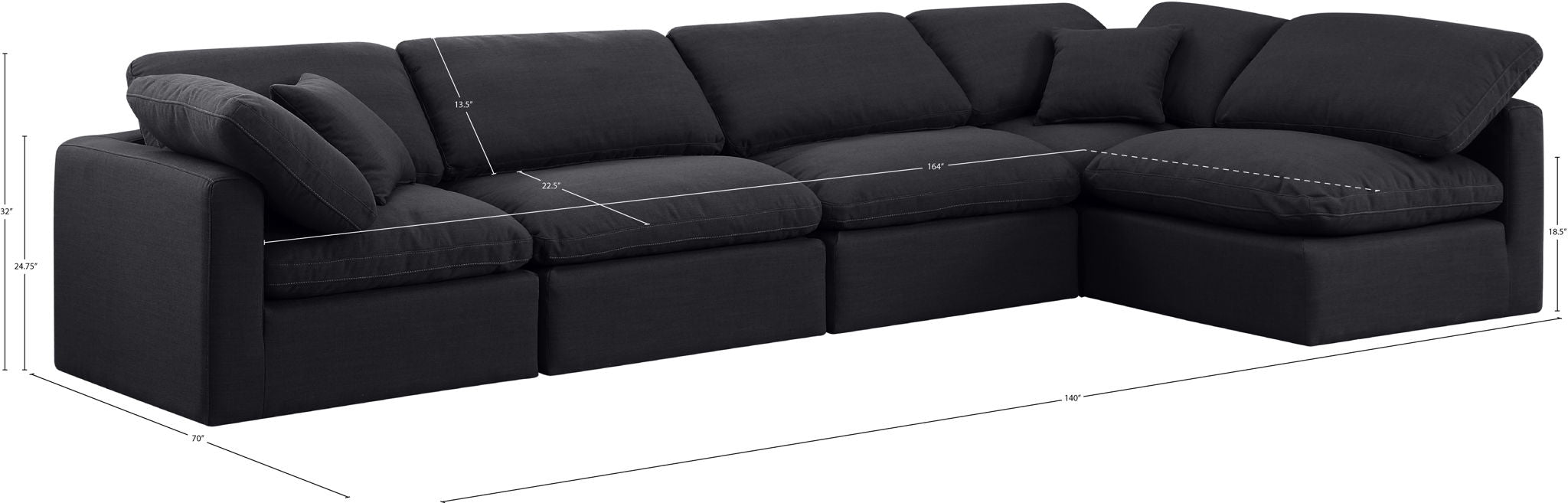 Indulge - Linen 5 Piece Modular Sectional