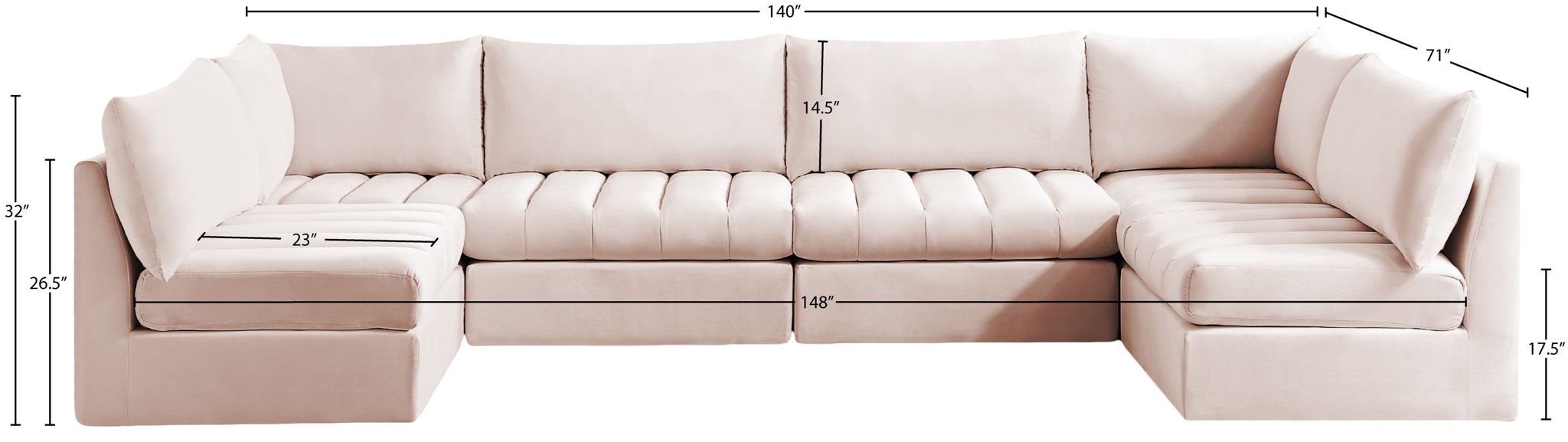 Jacob - Modular U-Shaped Sectional 6 Piece