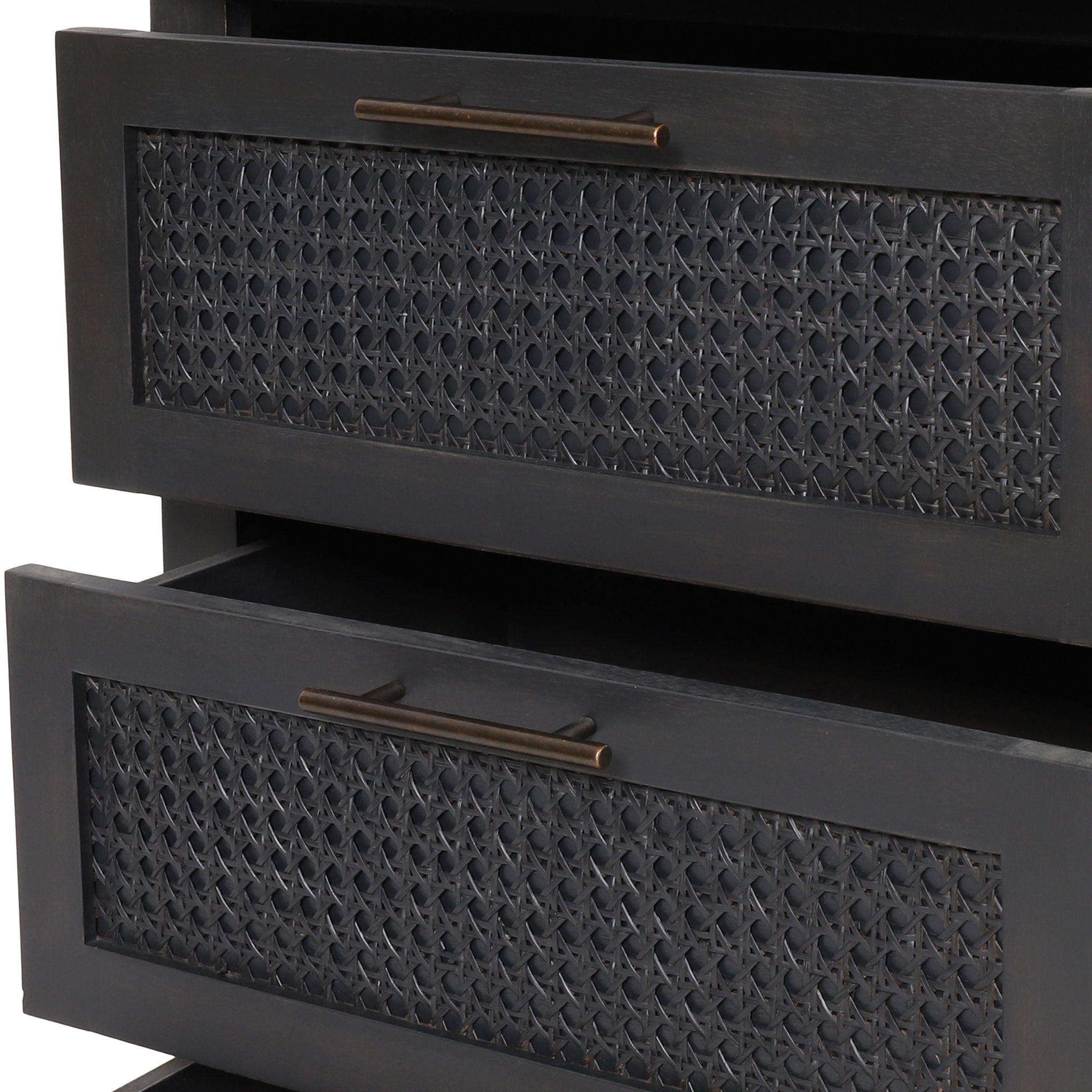 Newell - Cane 3 Drawer Dresser - Dark Gray