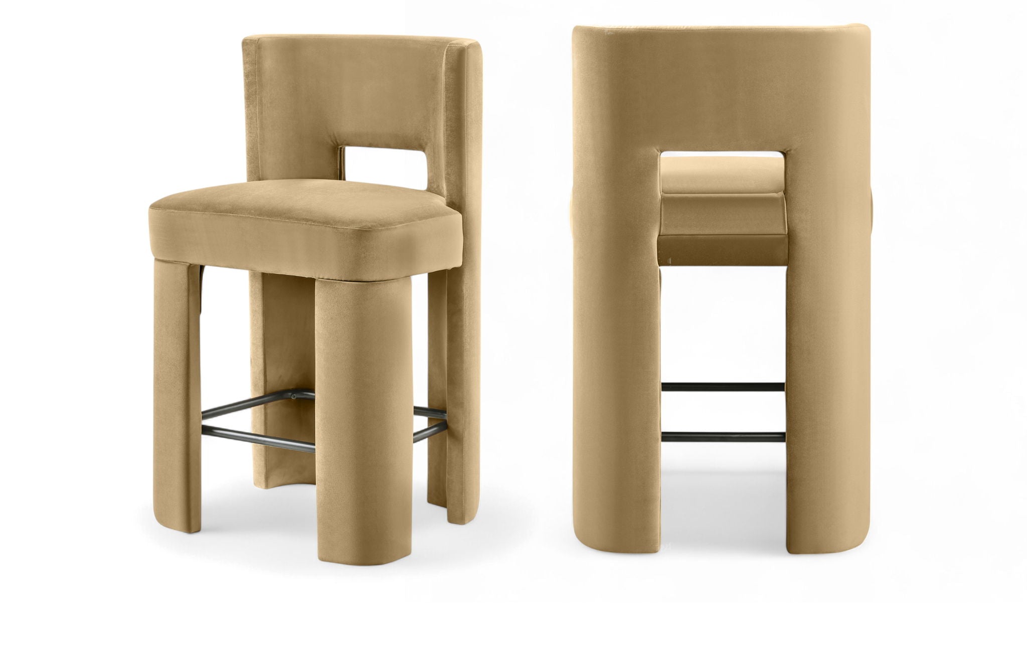 Zuno - Velvet Performance Fabric Upholstered Counter Stool (Set of 2)