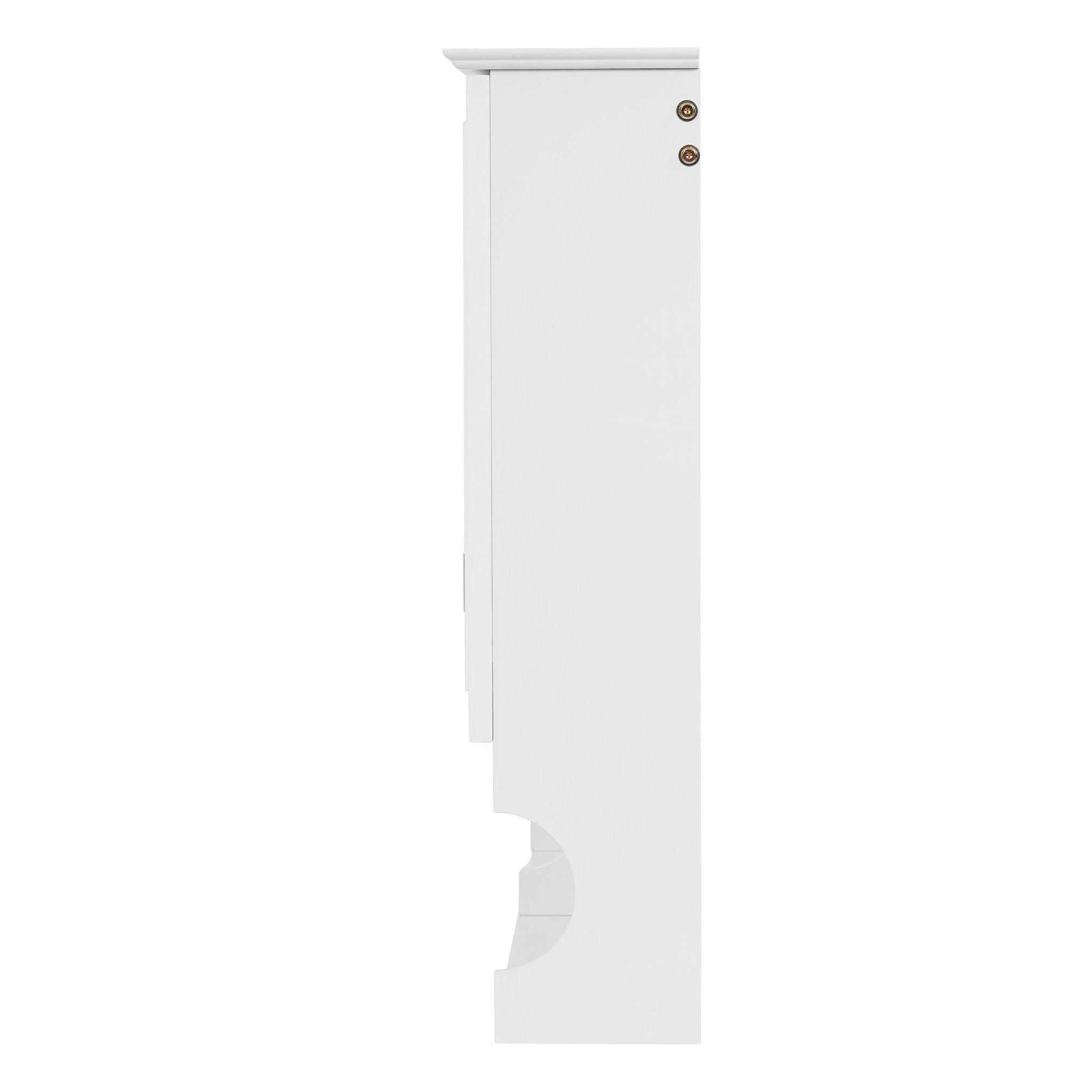 Wall-Mounted Mirror Medicine Cabinet With Adjustable Shelf And Open Shelves, Bathroom Storage Cabinet Over Toilet - White