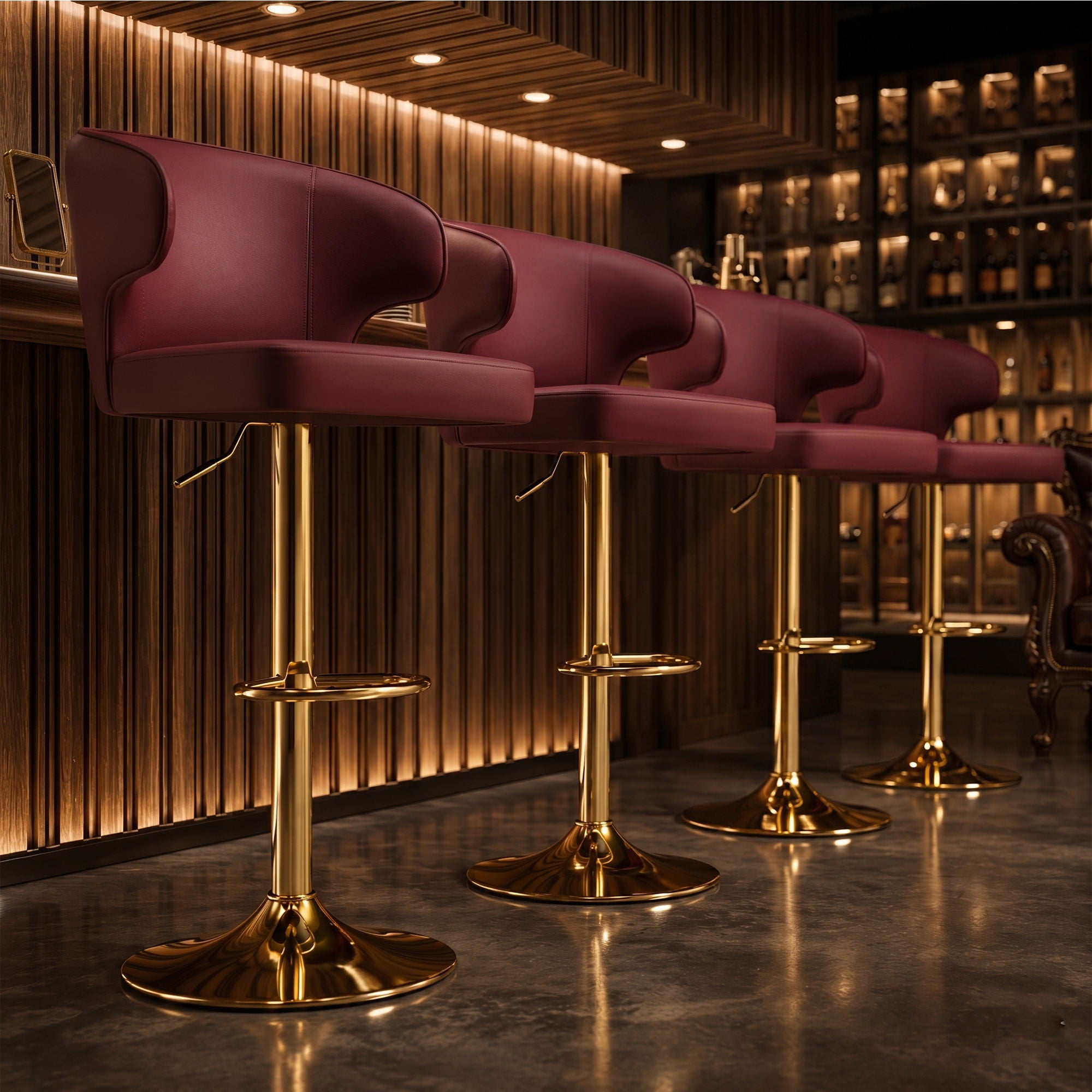 Adjustable Swivel Bar Chair With High Back Support