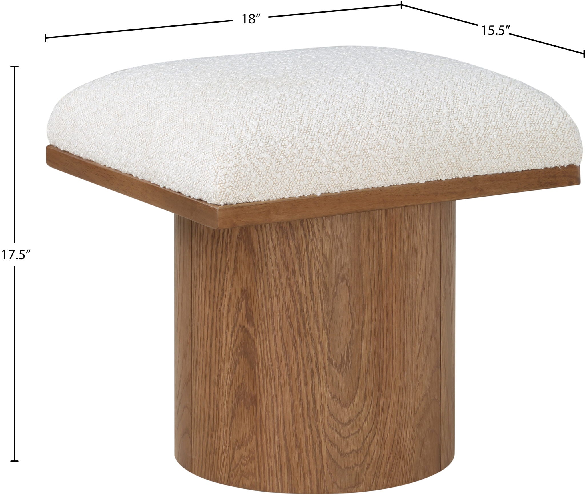 Pavilion - Bench Ottoman With Brown Base - Cream