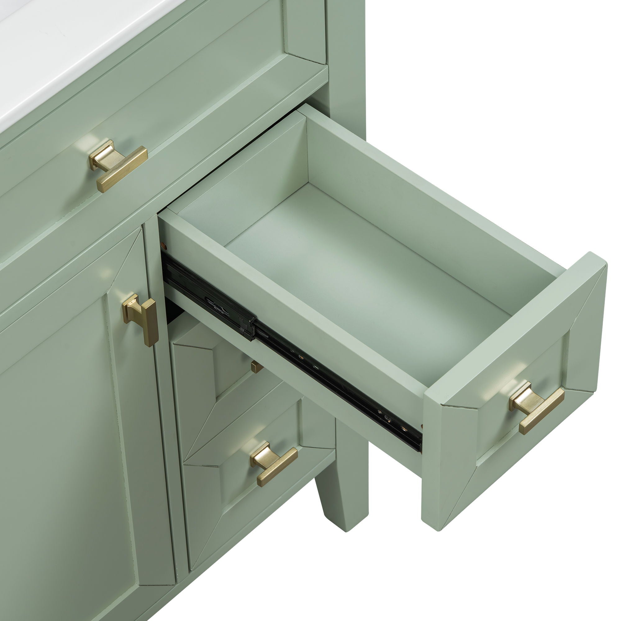 Bathroom Vanity With Sink, 3 Drawers & Cabinet With 2 Tier Door Storage Rack, Soft Close Doors & Drawers