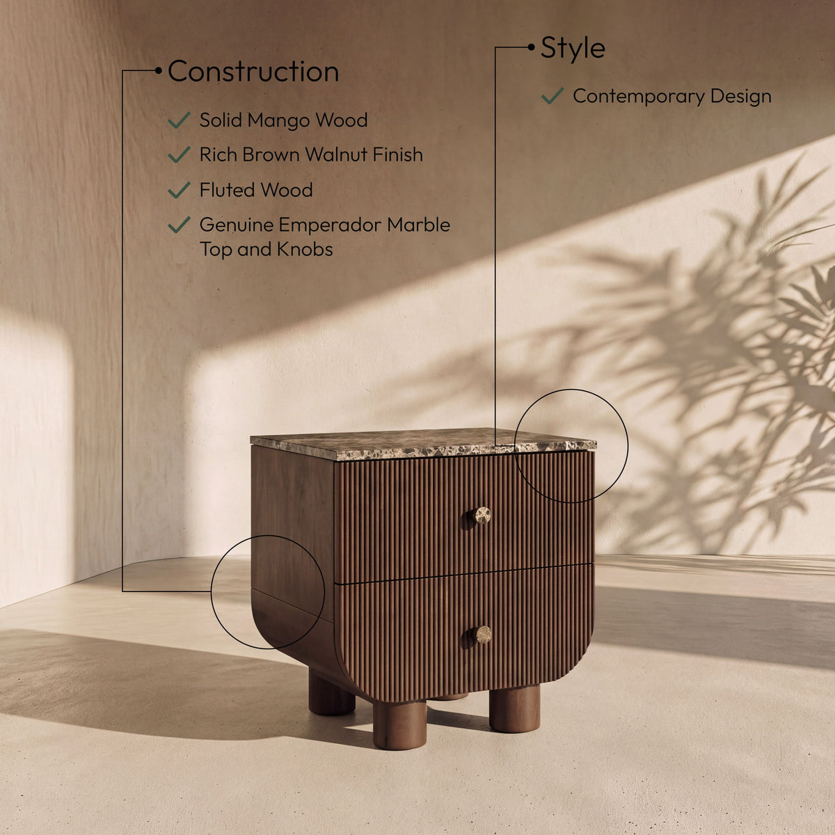 Cressa - Mango Wood Nightstand