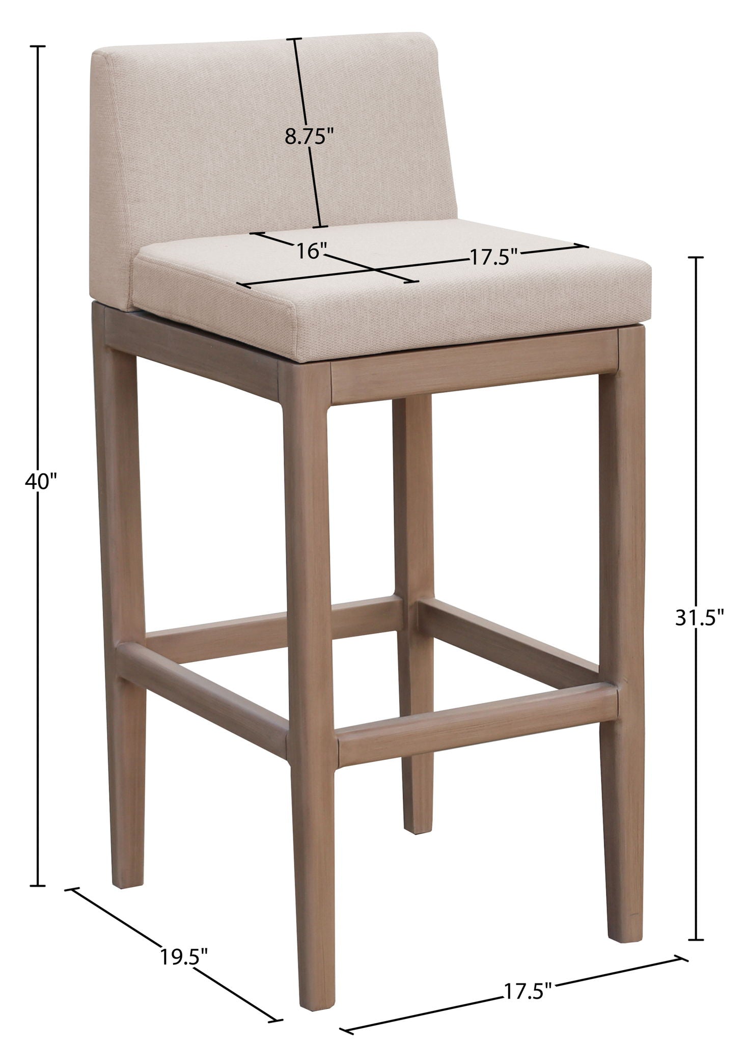 Solace - Olefin Performance Fabric Outdoor Patio Bar Stool
