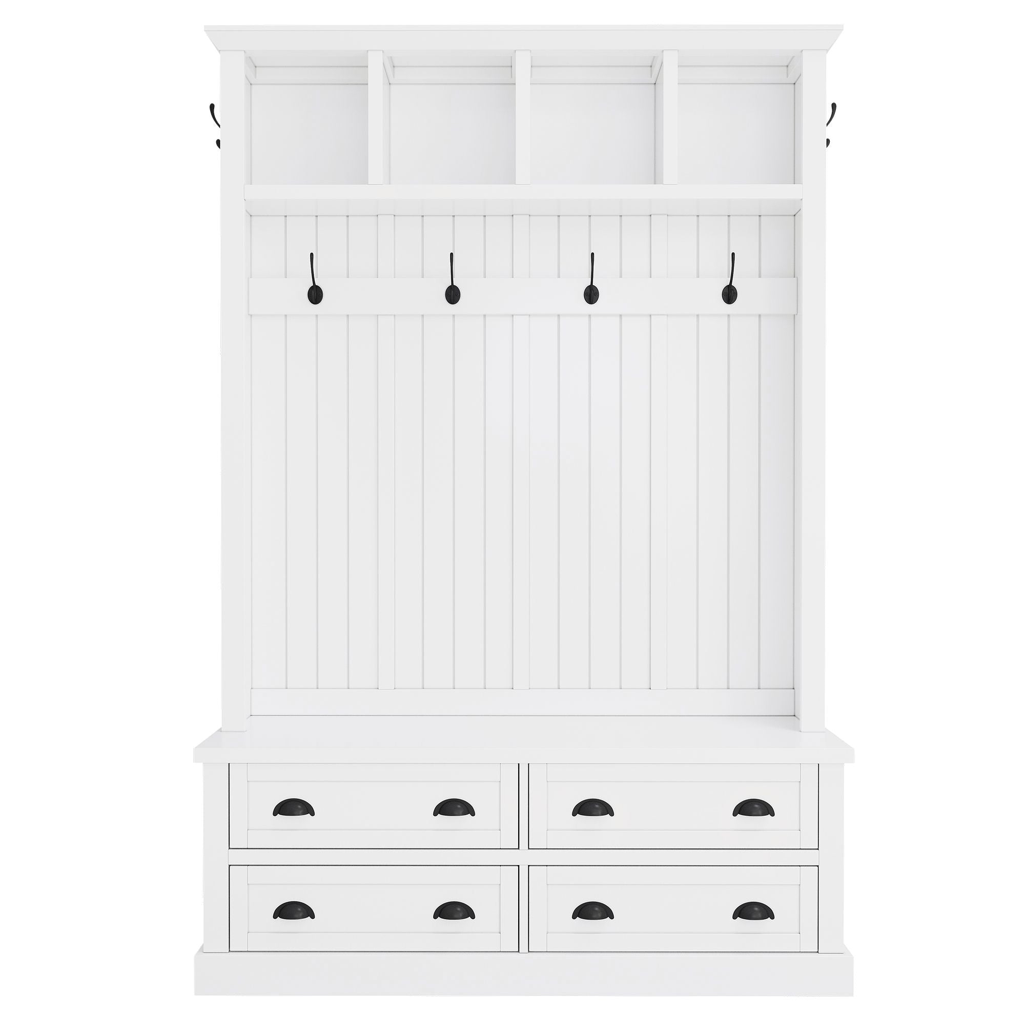 Hall Tree With 4 Drawers, Coat Rack With 6 Hooks