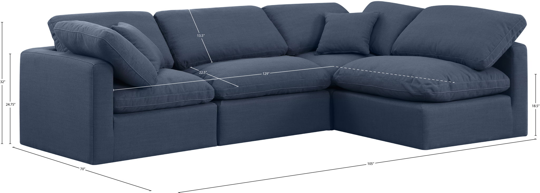 Indulge - Linen 4 Piece Modular Sectional