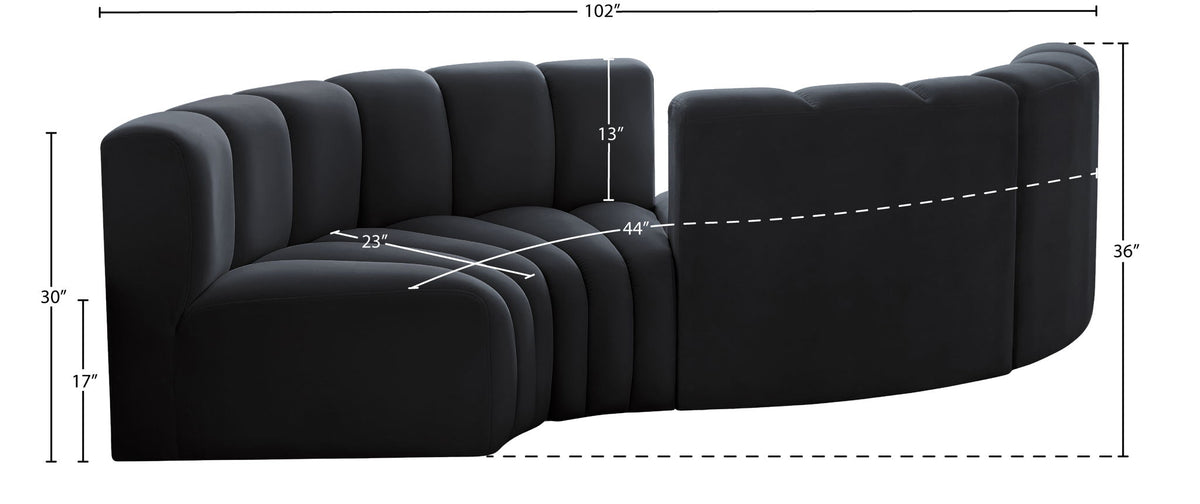 Arc - Velvet 4 Piece Curved Modular Sofa