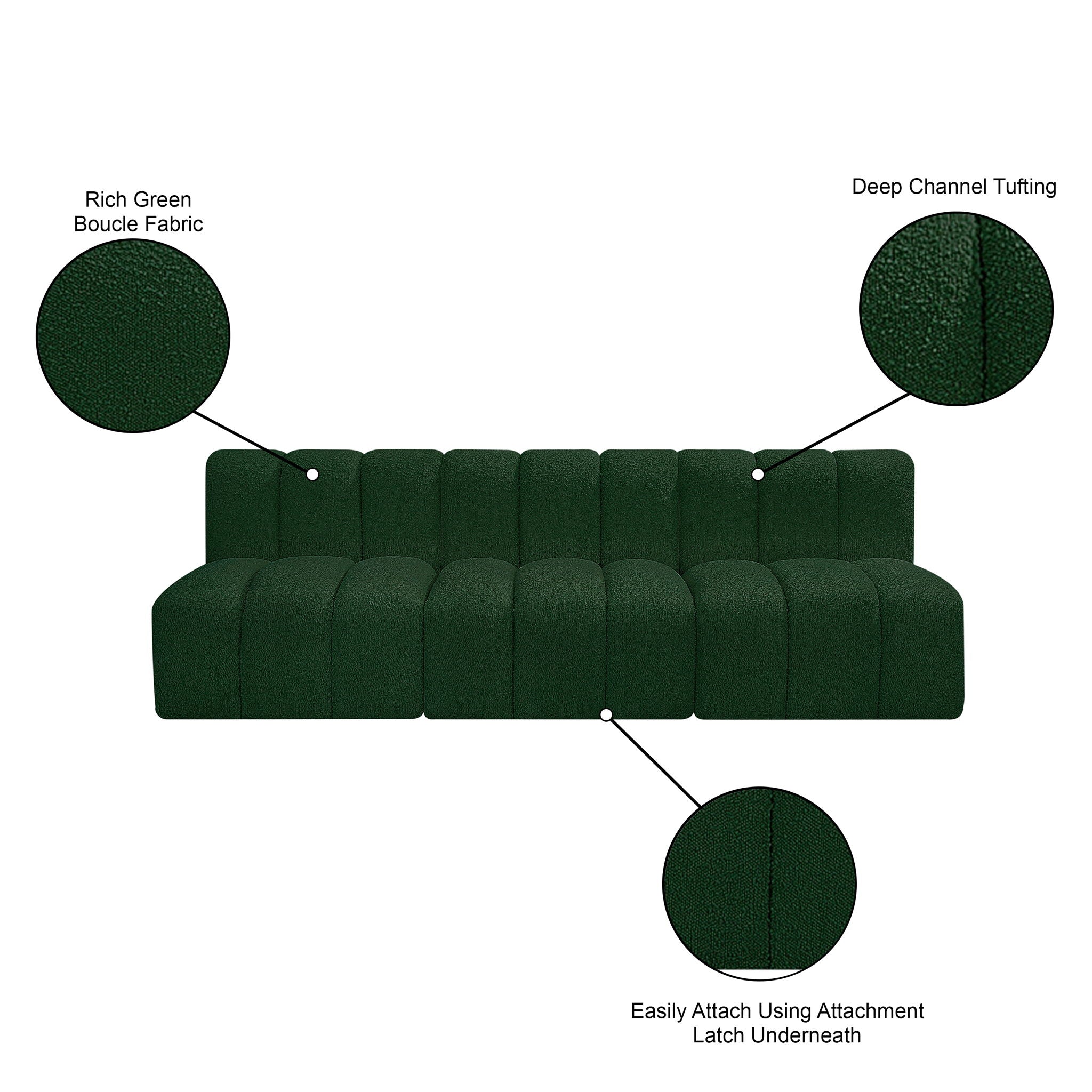 Arc - Boucle Fabric 3 Seats Modular Sofa