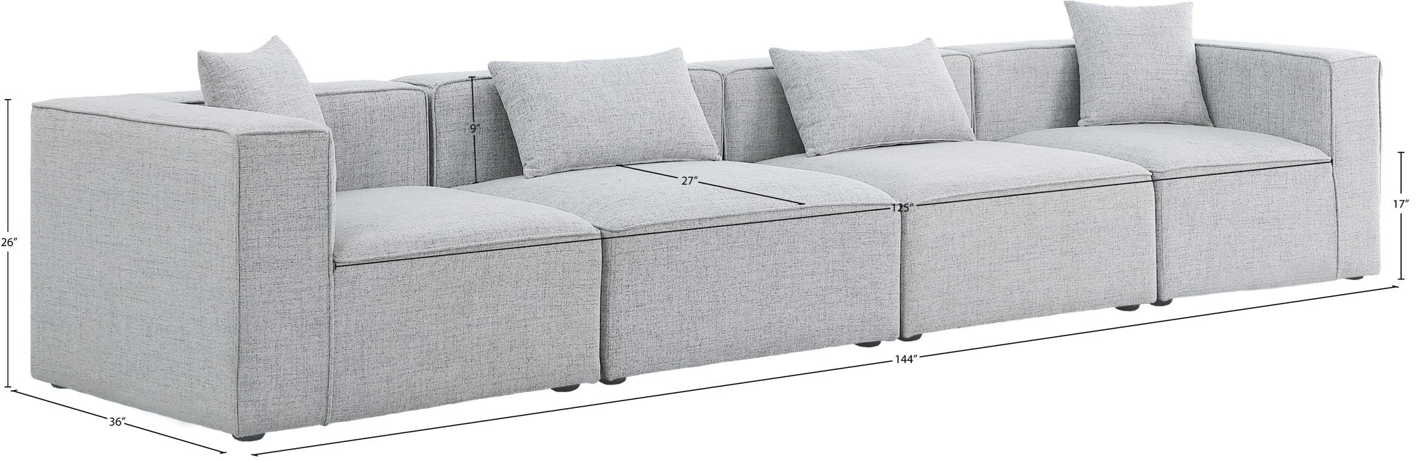 Cube - Linen Modular 4 Seat Sofa