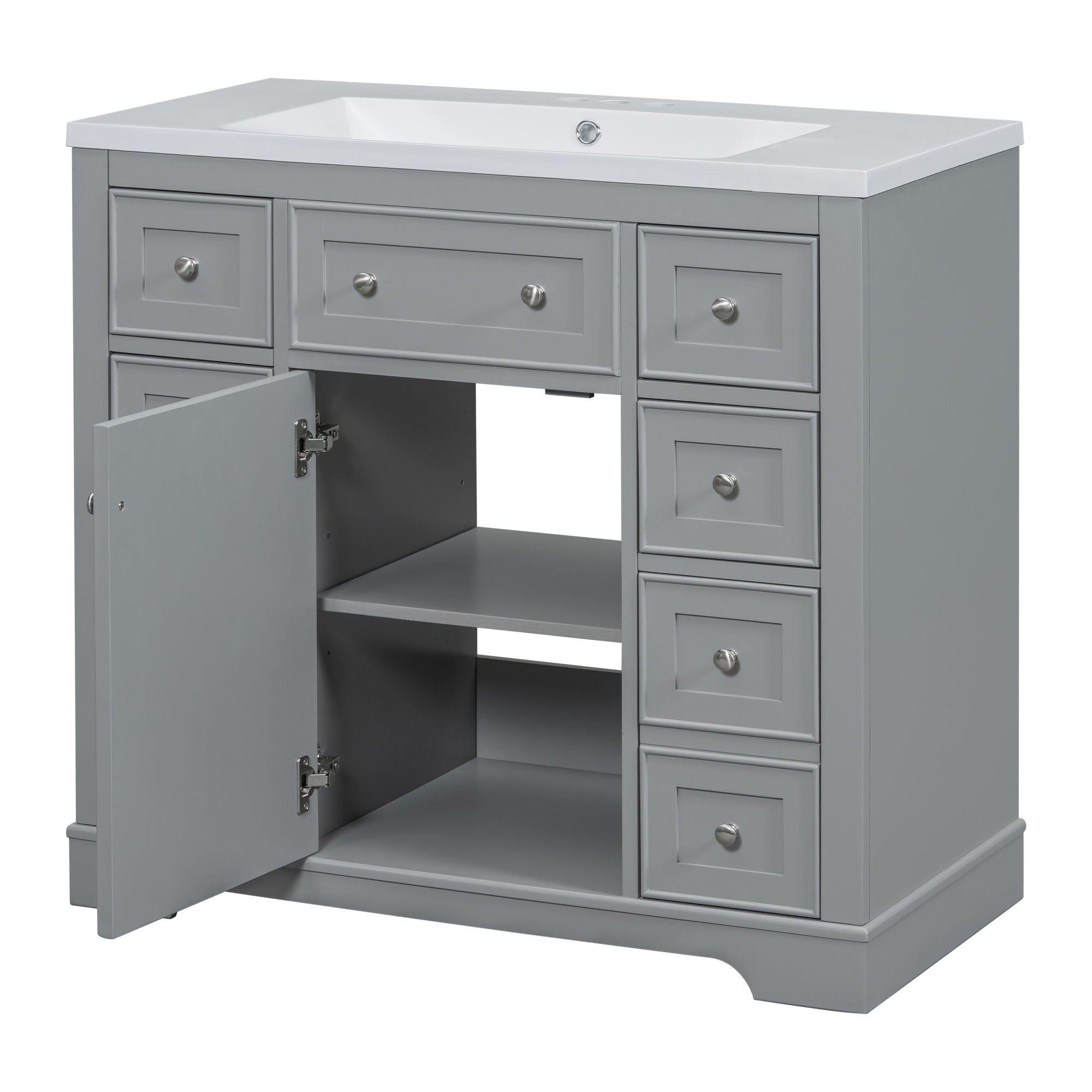 Modern Bathroom Vanity With Sink Combo, 6 Drawers And 1 Cabinet