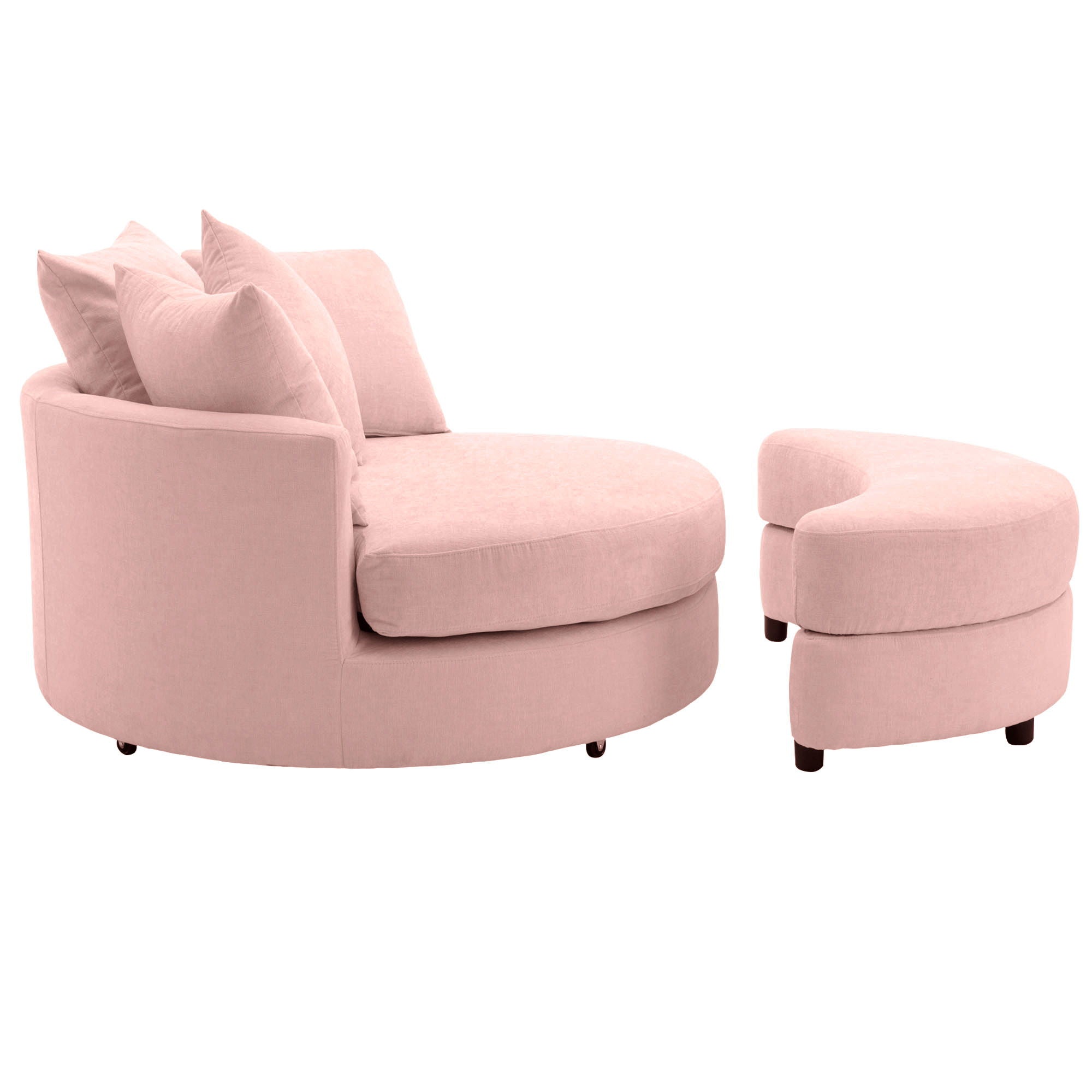 360° Swivel Accent Barrel Chair With Storage Ottoman & 4 Pillows, Modern Leisure Chair Round Accent For Living Room