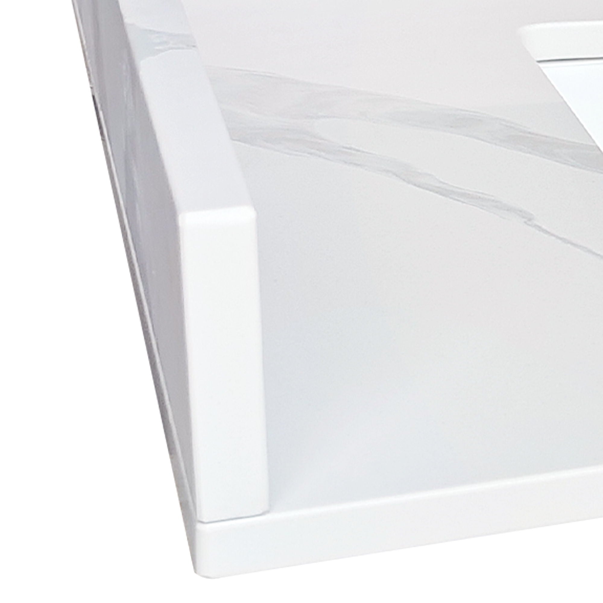 Side Splash With Backsplash For Bathroom Vanity Top - White