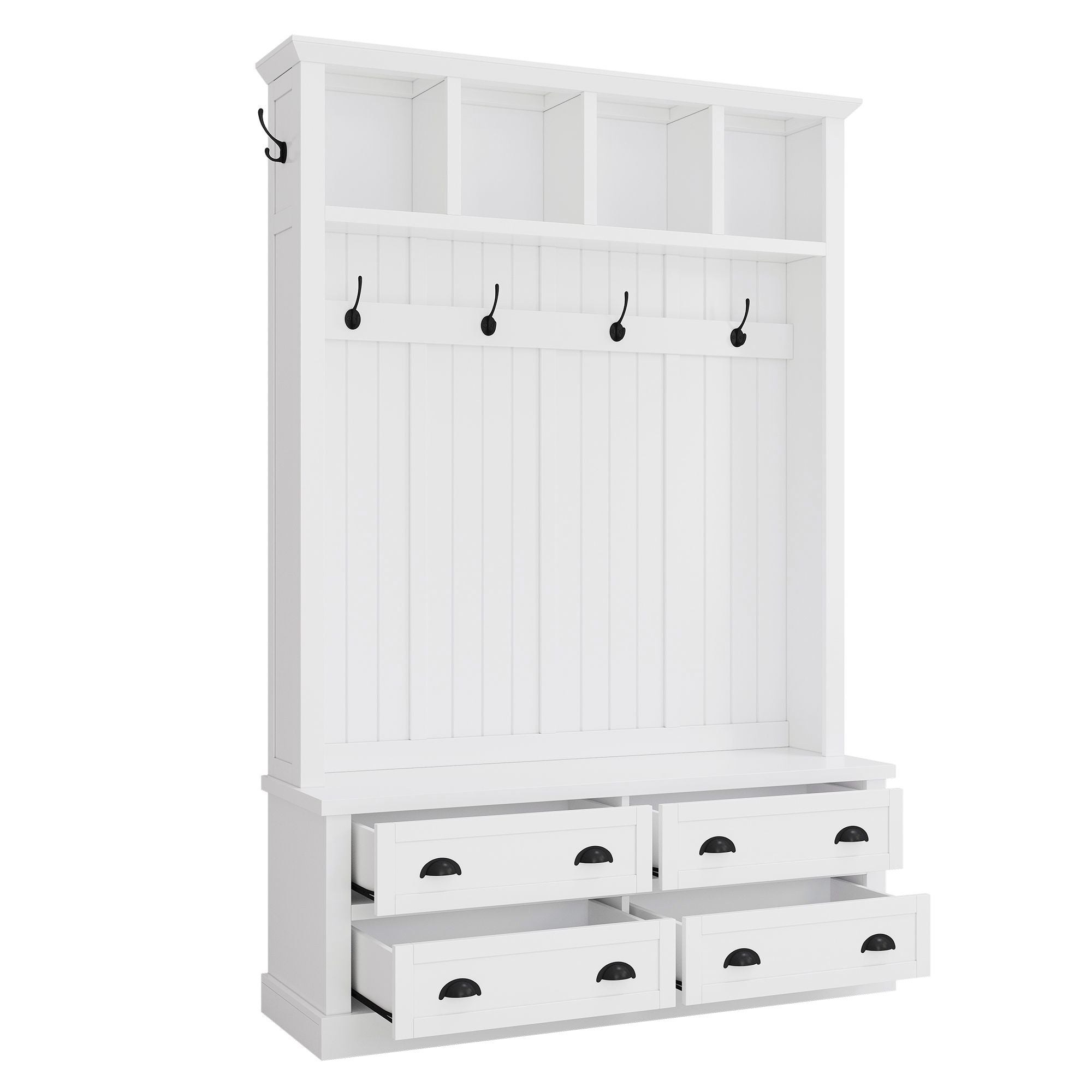 Hall Tree With 4 Drawers, Coat Rack With 6 Hooks