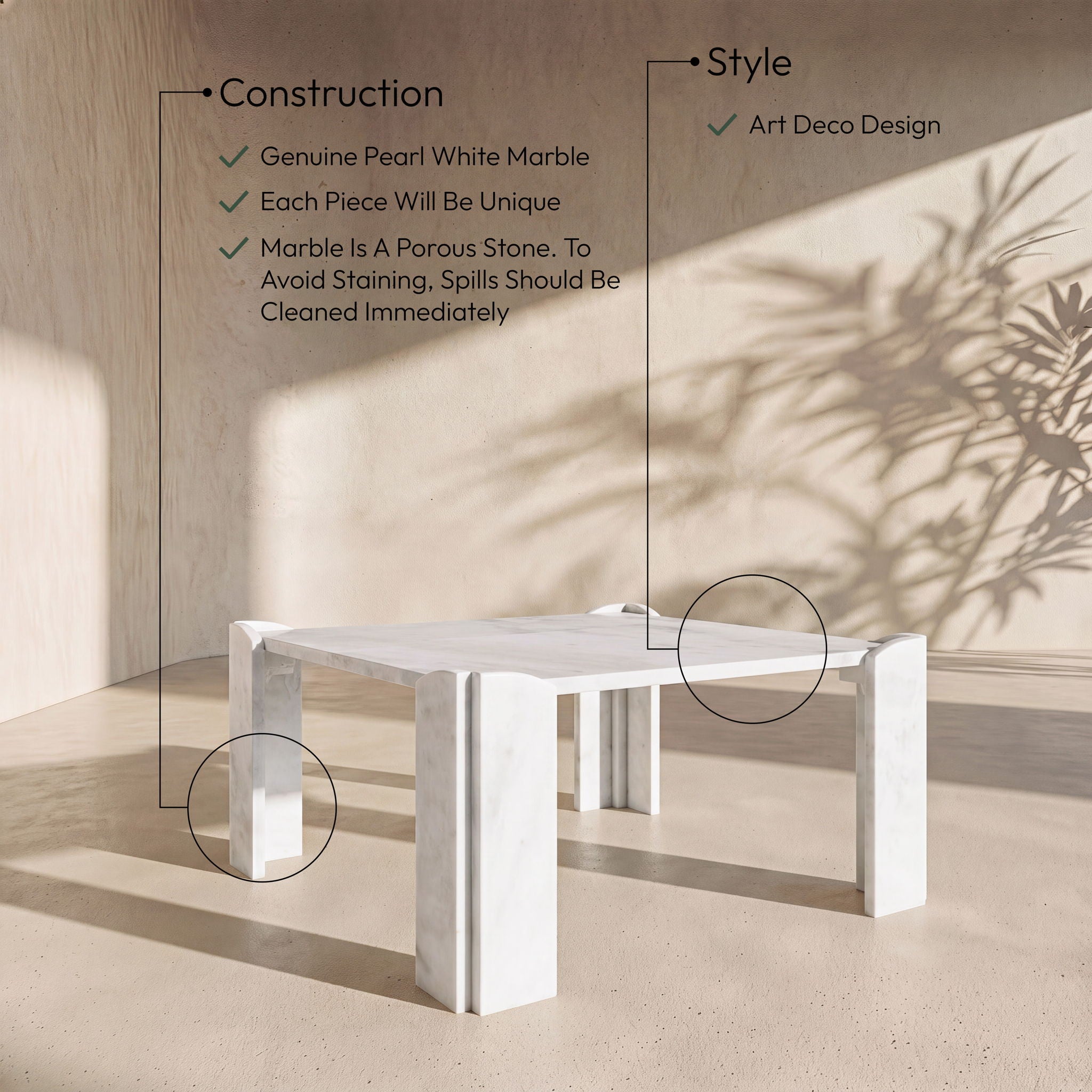 Ravello - Genuine Marble Table
