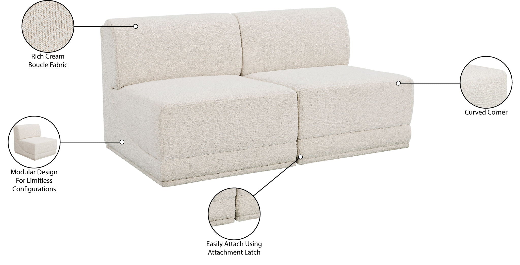 Ollie - 2 Seat Armless Modular Sofa