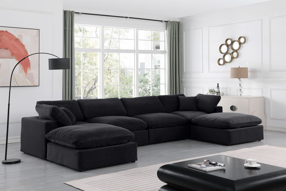 Comfy - 6 Piece Velvet Modular Double Chaise Sectional