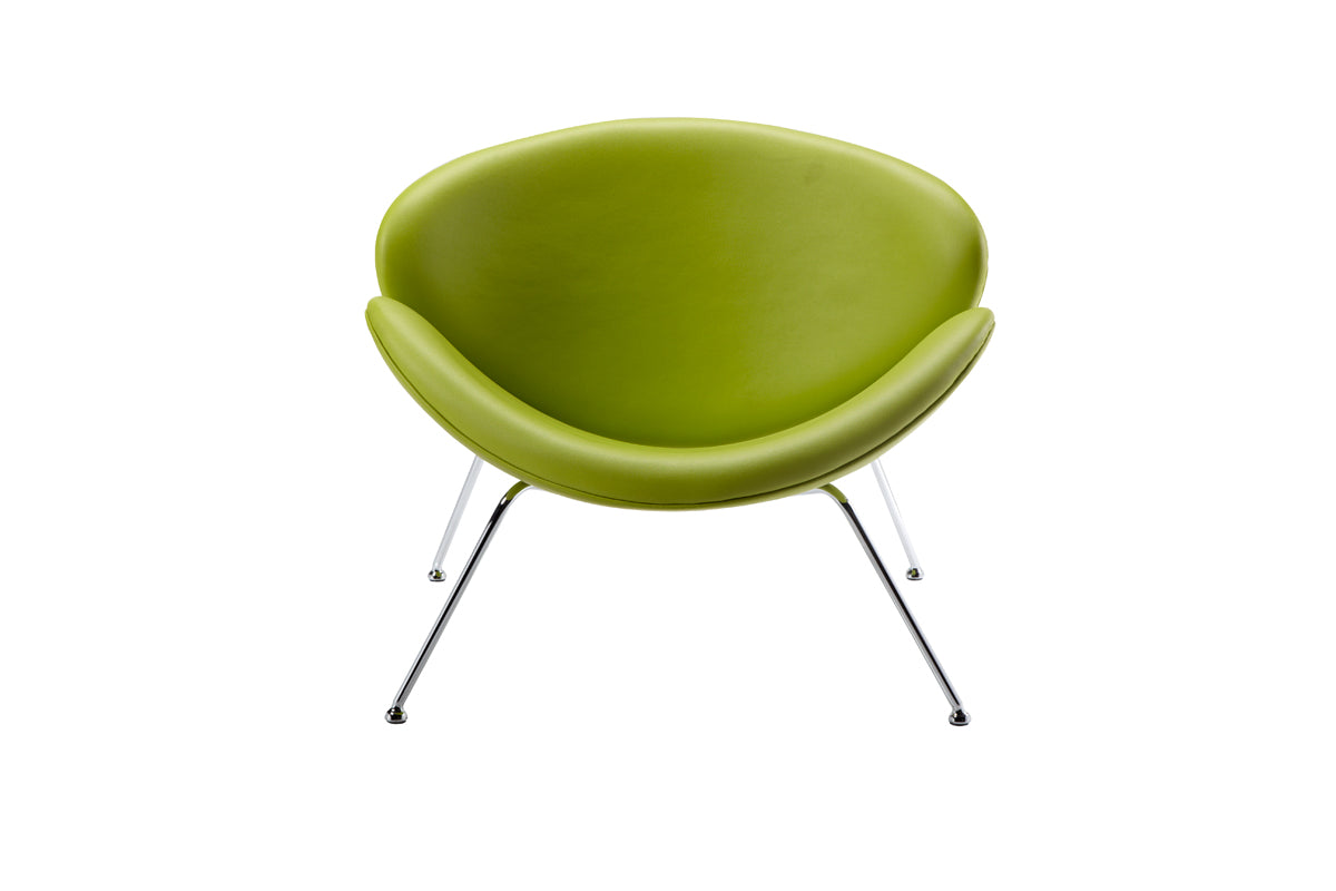 Anais Mid-Century Green Leatherette Accent Chair