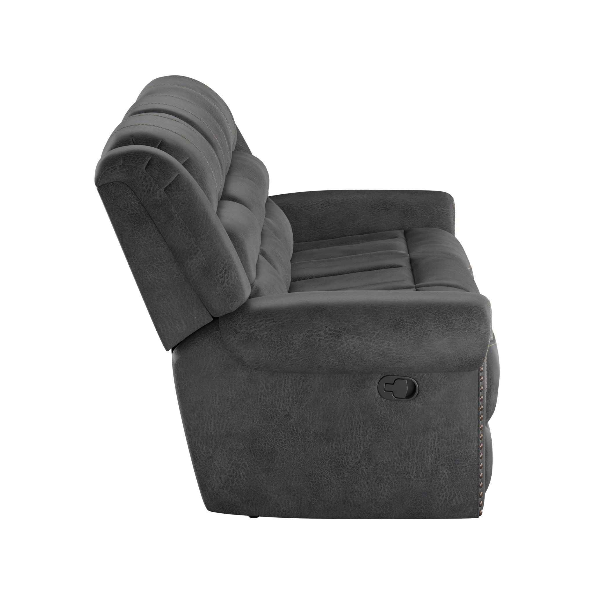 Reclining Sofa - Gray - Faux Leather
