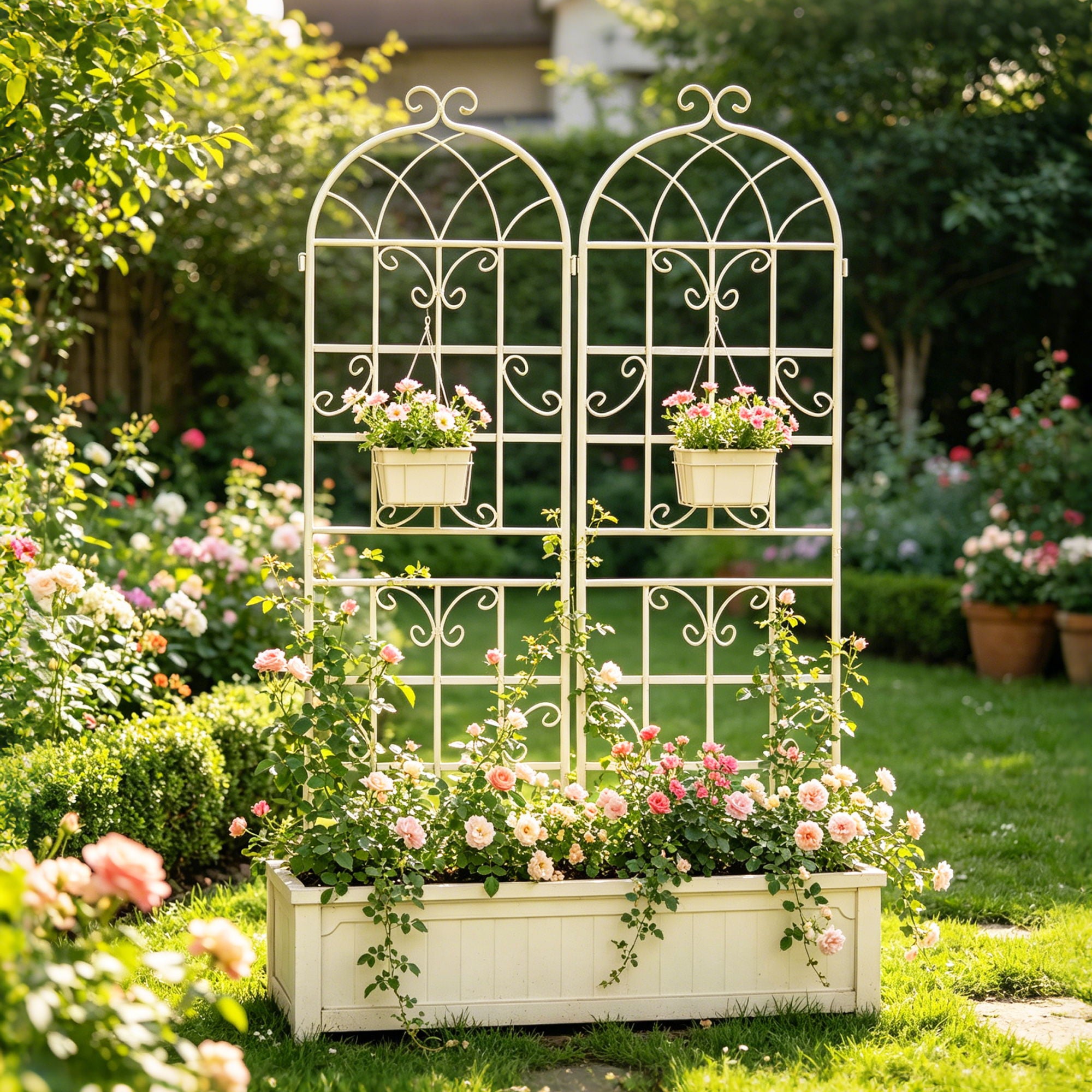 Metal Garden Rustproof Trellis For Climbing Plants Outdoor Flower Support