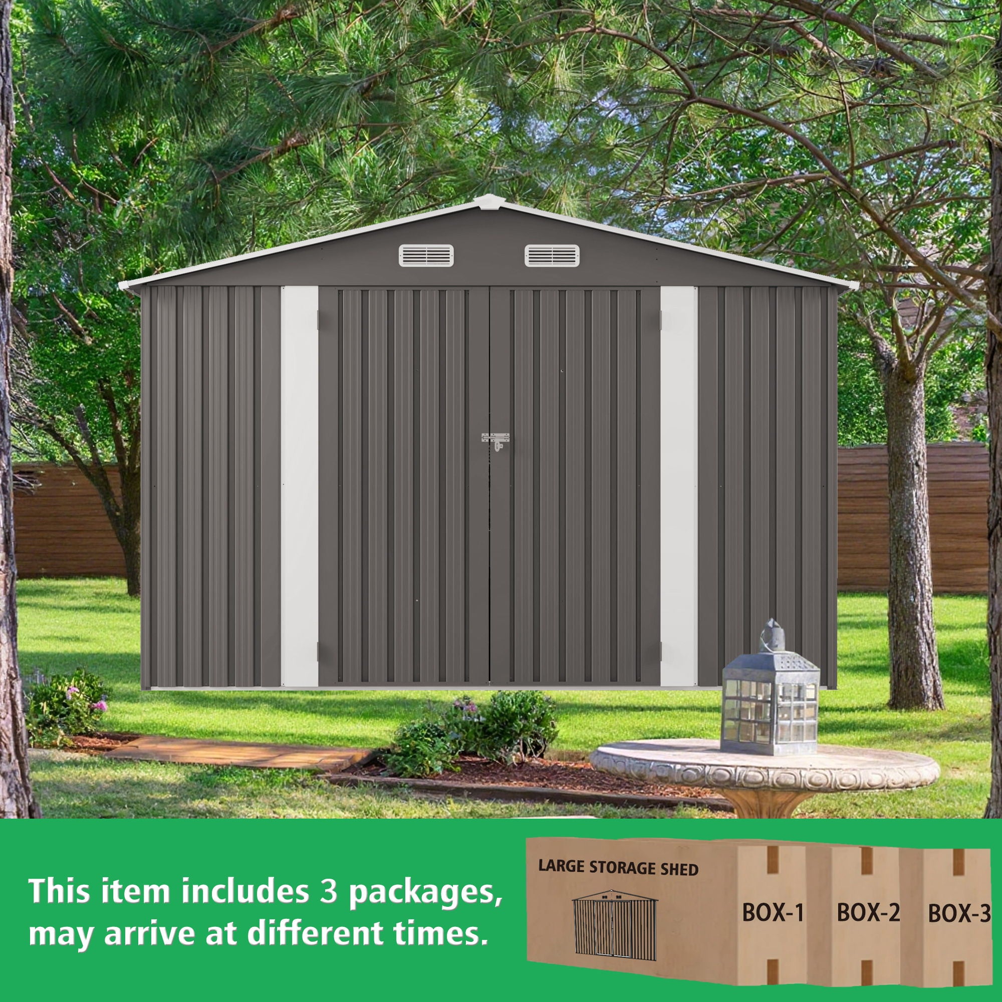 Outdoor Storage Shed With Lockable Doors