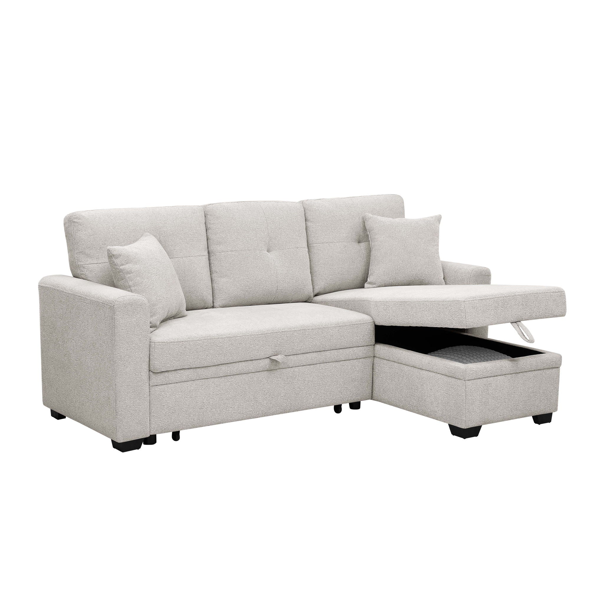 Upholstered Sectional With Pull Out Bed And Chaise Storage