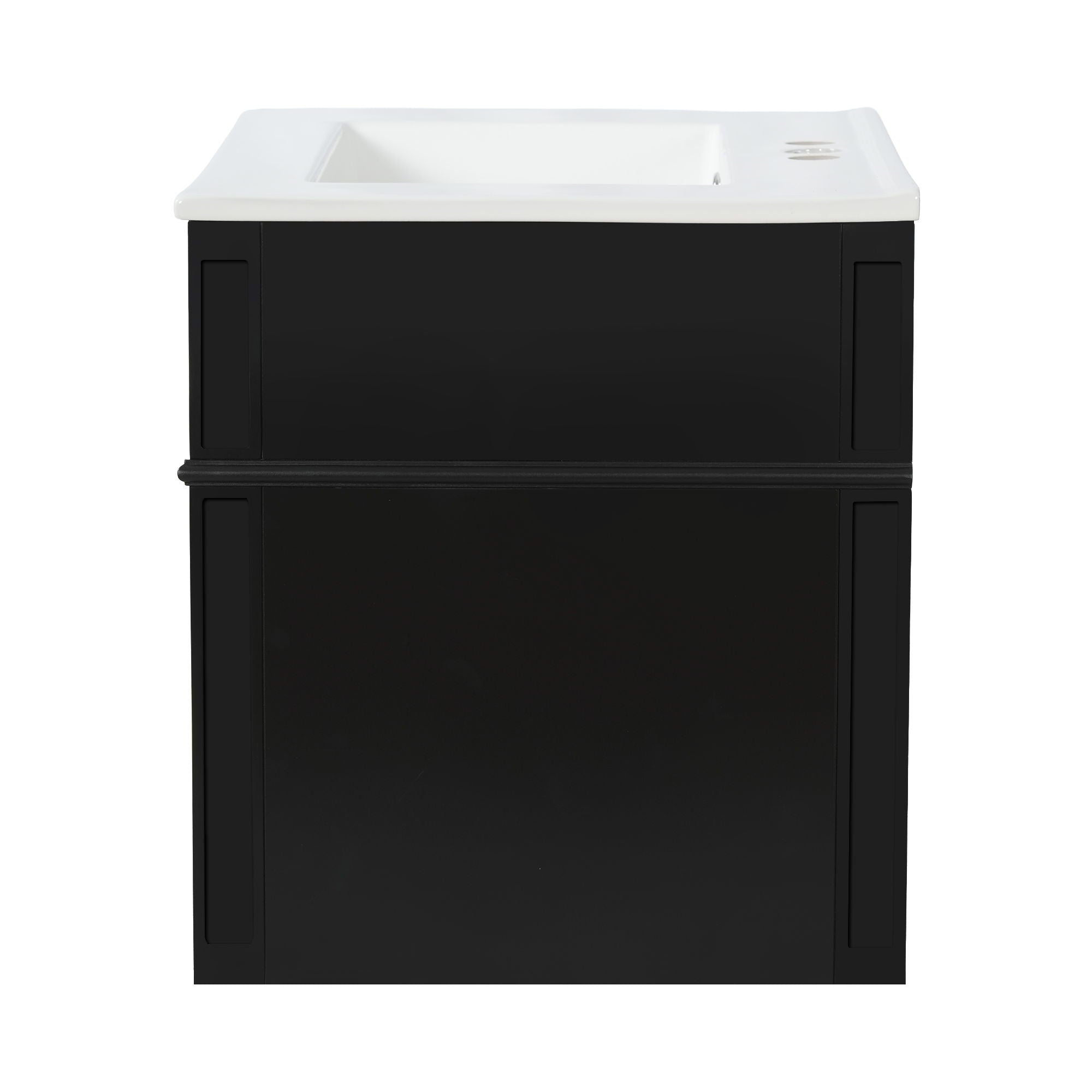 Wall Mounted Bathroom Vanity With Tip Out Drawer And Open Back Design